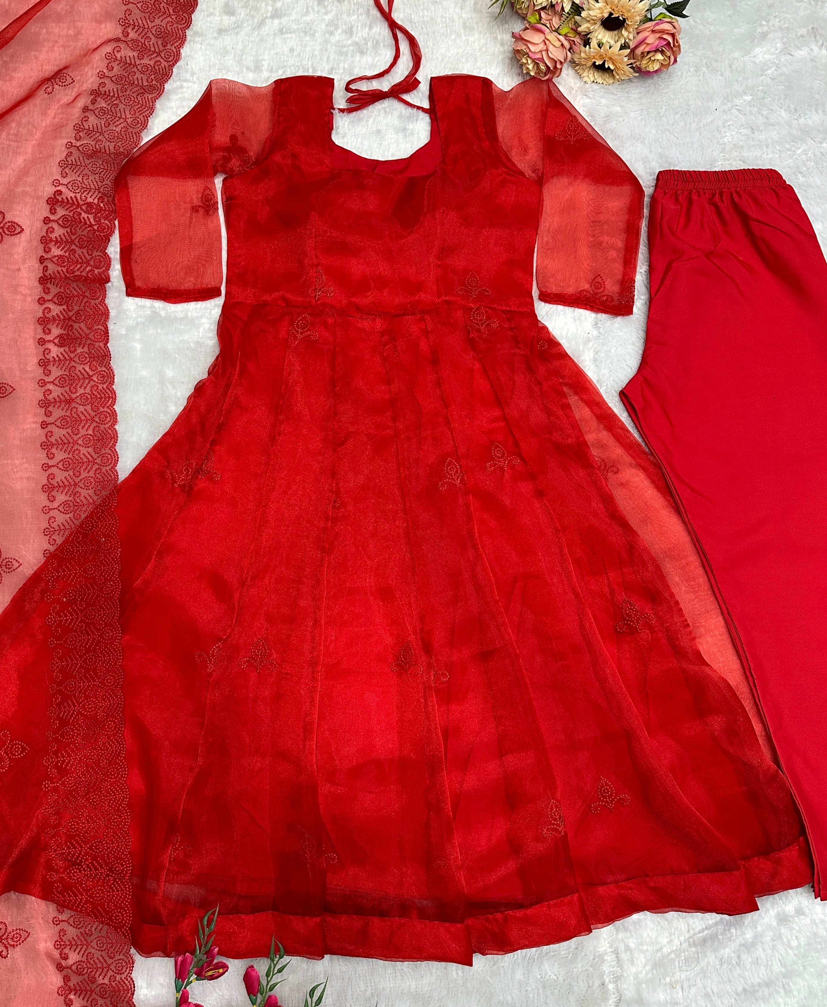 Beautiful Party Wear Anarkali Gown Pent And Dupatta