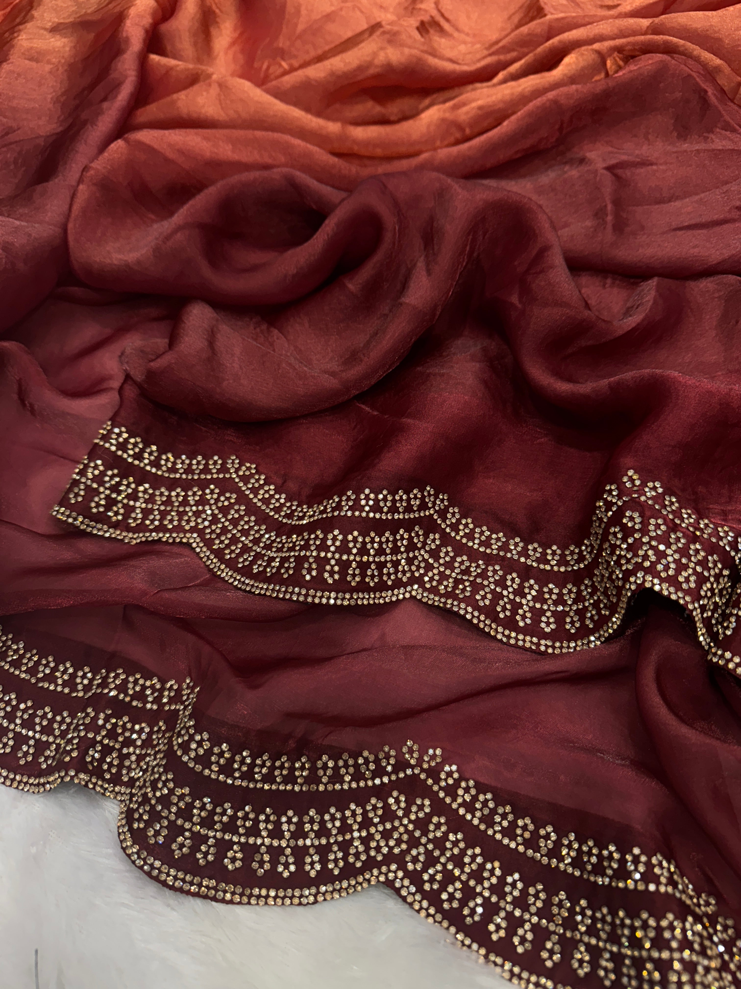 Party Wear Look Designer Saree With Diamond Jarkhan Work