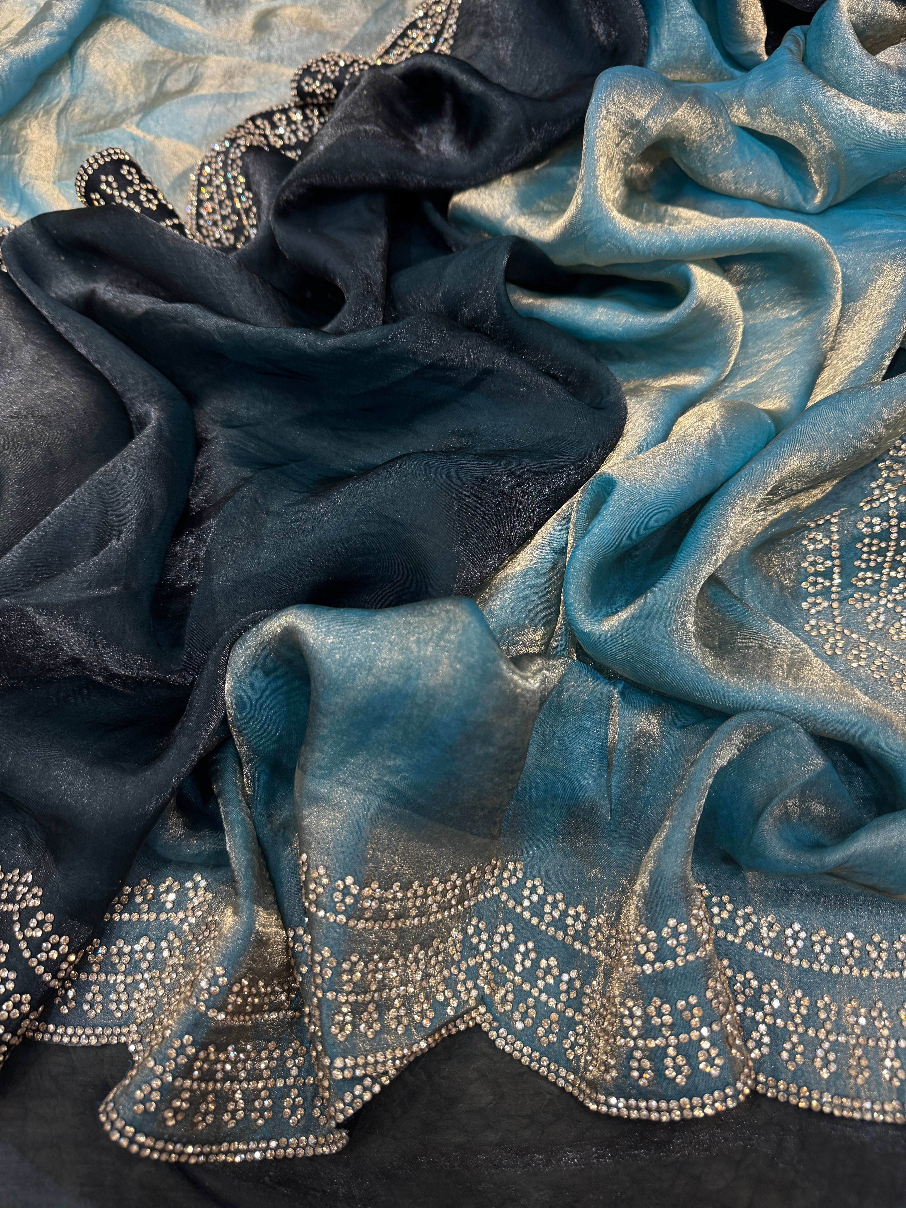 Party Wear Look Designer Saree With Diamond Jarkhan Work