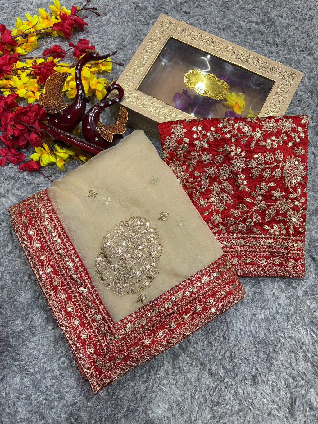 Trending Saree With Sequence And Dori Embroidery Work