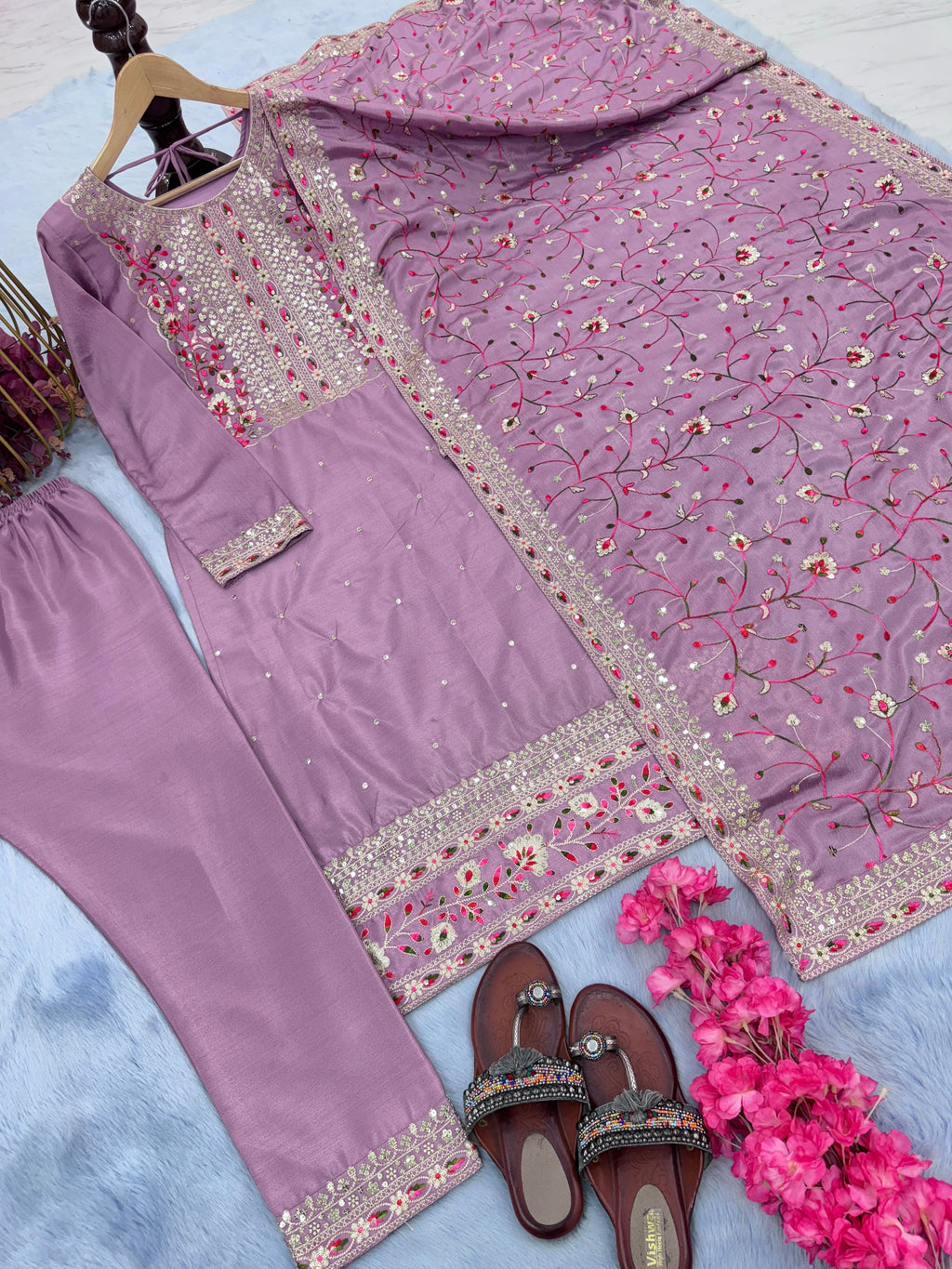Designer Party Wear Look Top Bottom & Dupatta Set