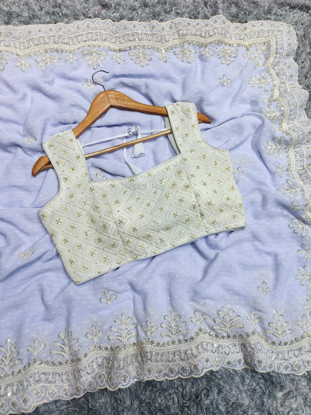 Designer Saree With Beautiful Sequins And Threads Embroidery