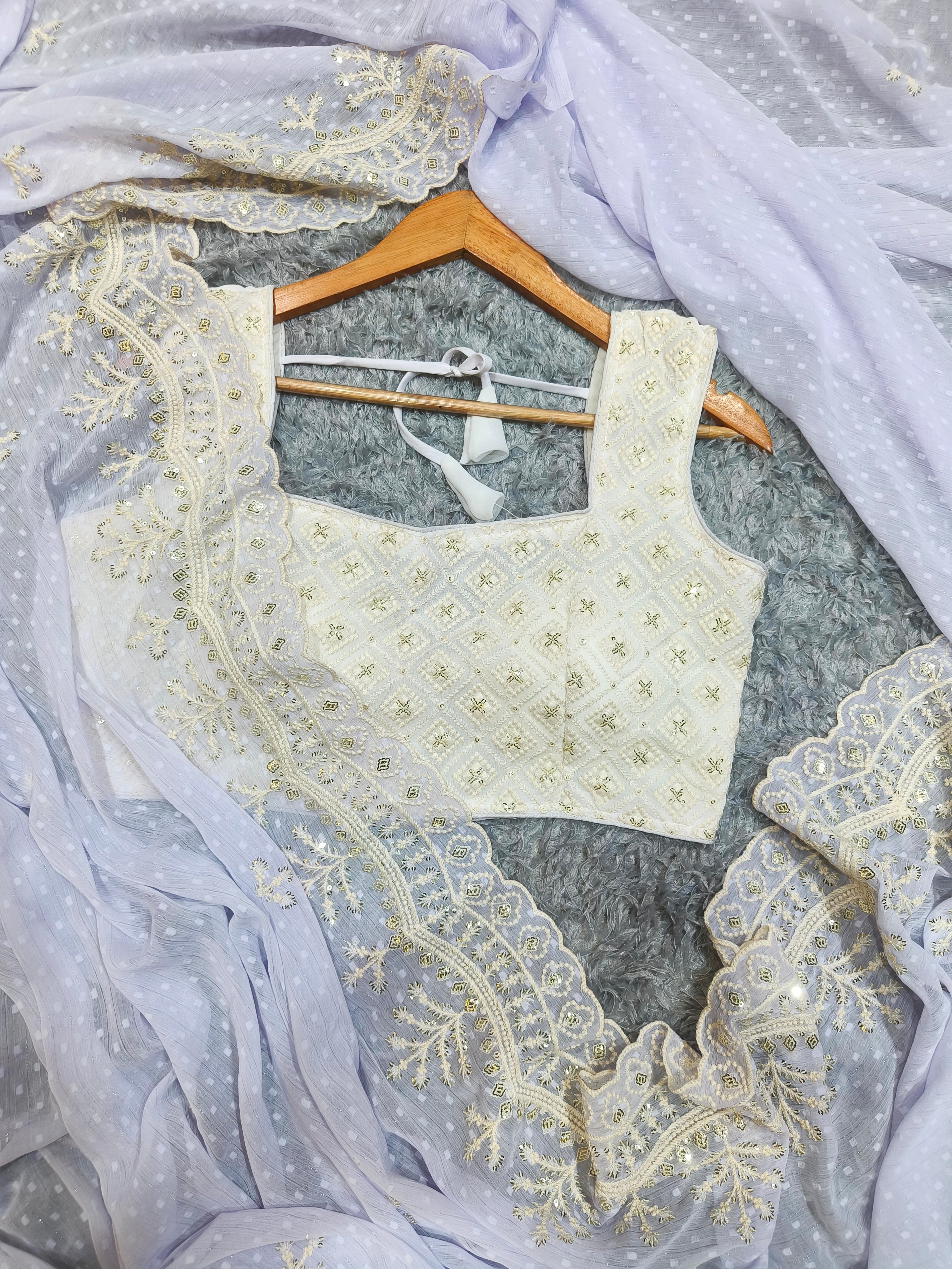 Designer Saree With Beautiful Sequins And Threads Embroidery