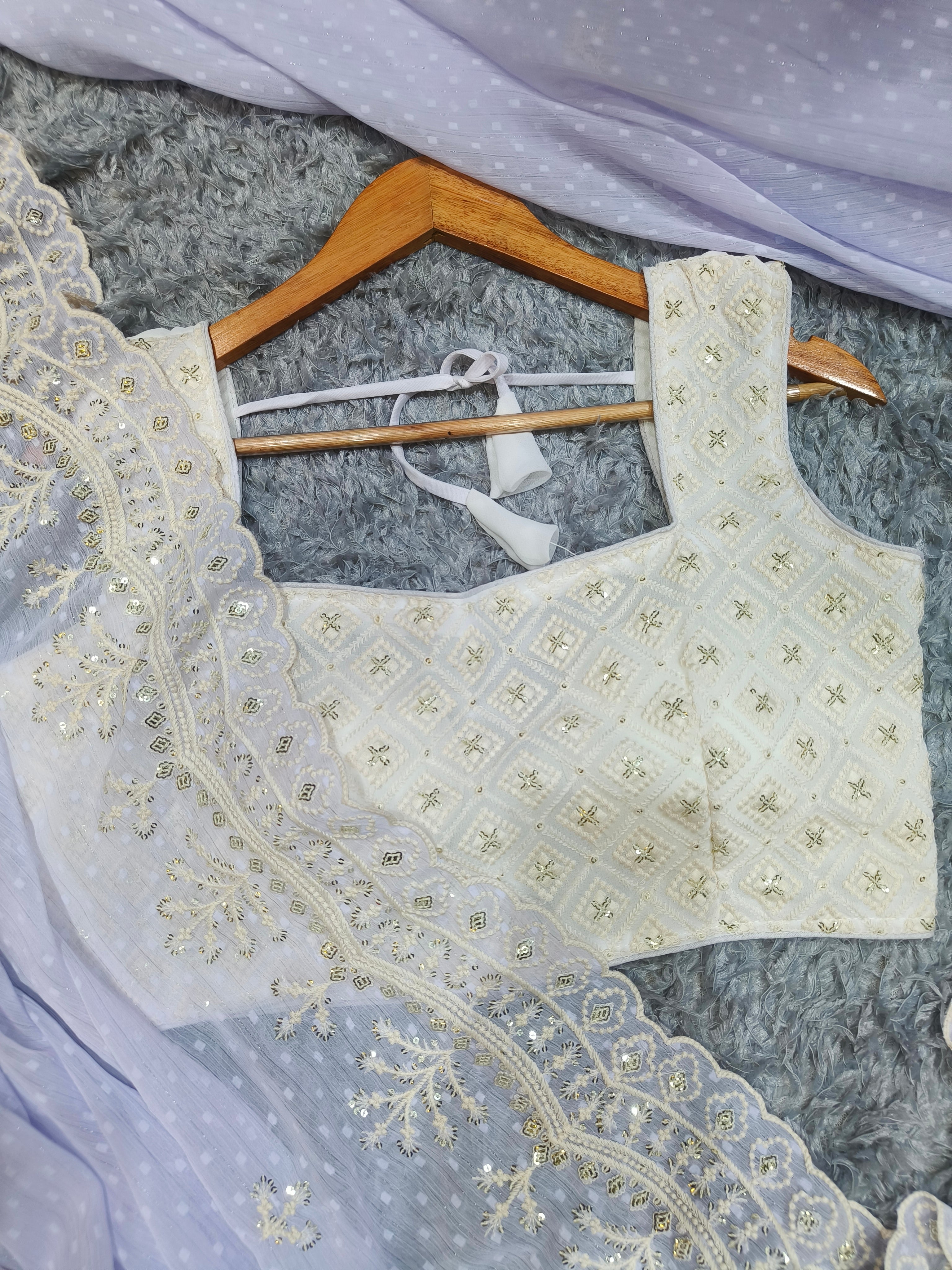 Designer Saree With Beautiful Sequins And Threads Embroidery