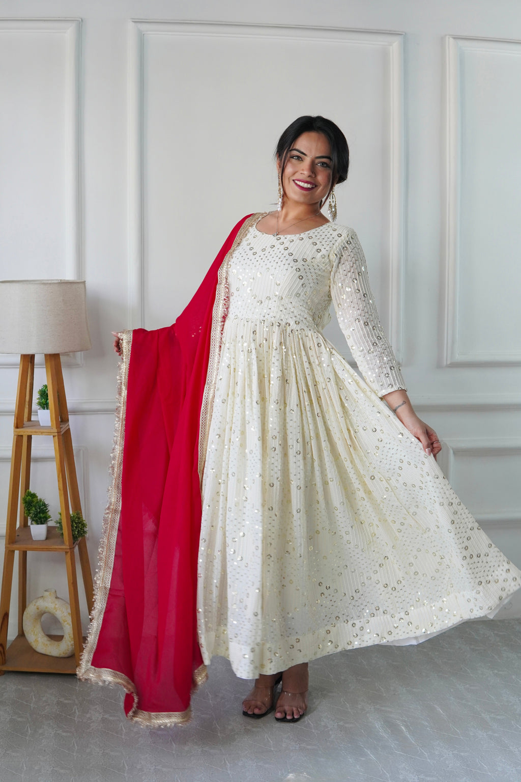 Party Wear Beautiful Anarkali Gown, Bottom And Dupatta