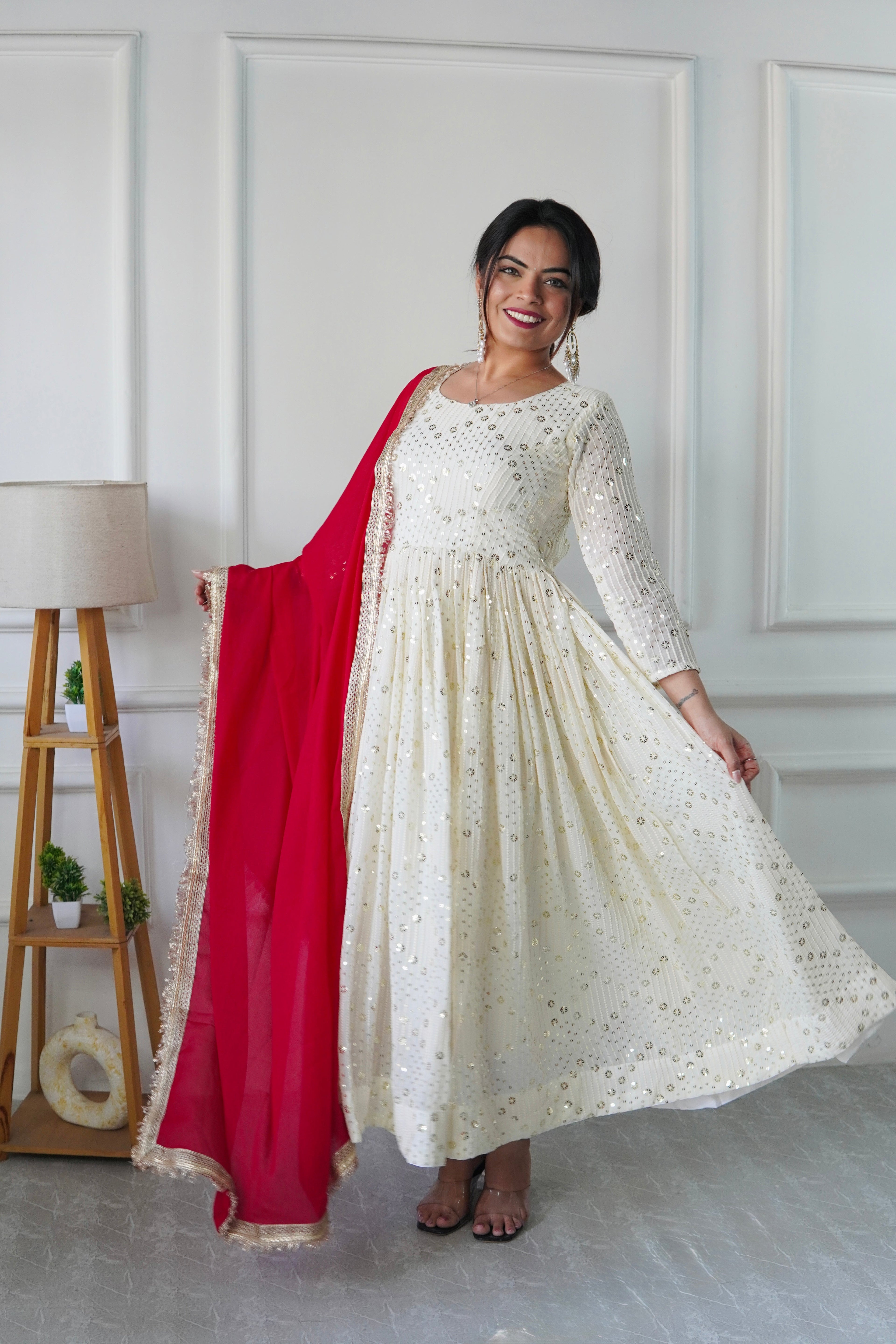 Party Wear Beautiful Anarkali Gown, Bottom And Dupatta