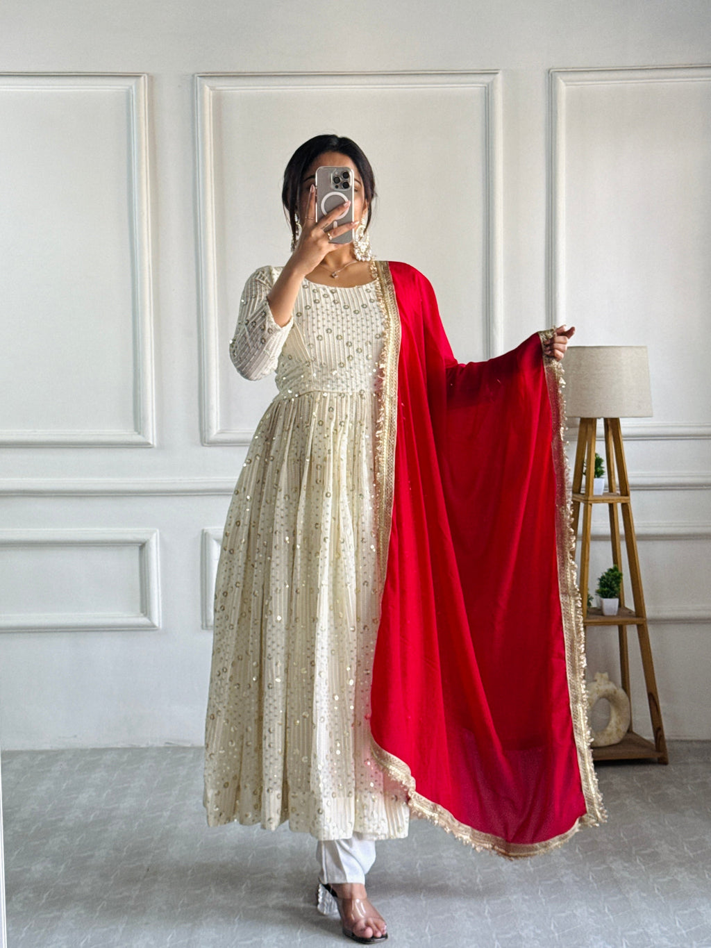 Party Wear Beautiful Anarkali Gown, Bottom And Dupatta