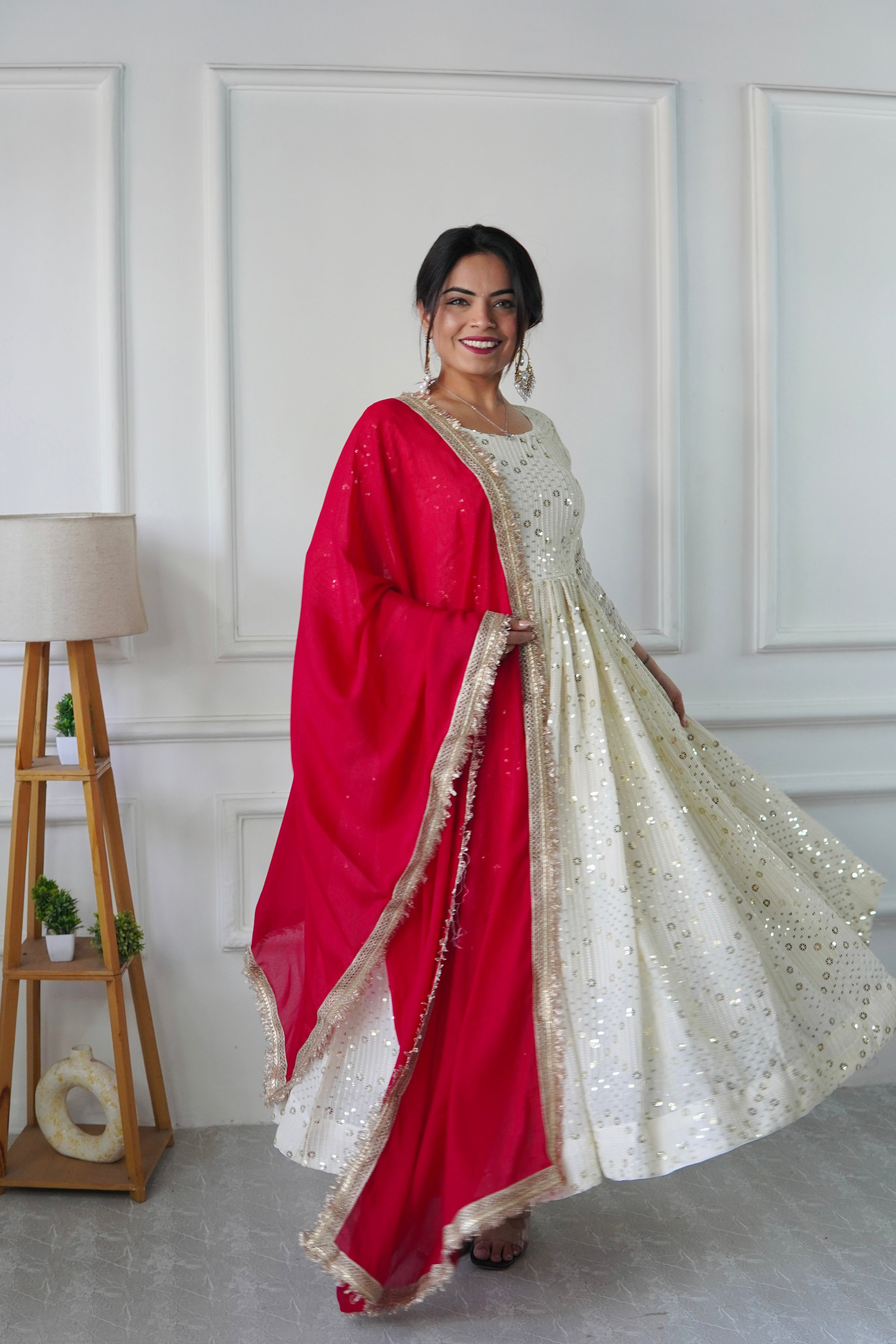 Party Wear Beautiful Anarkali Gown, Bottom And Dupatta