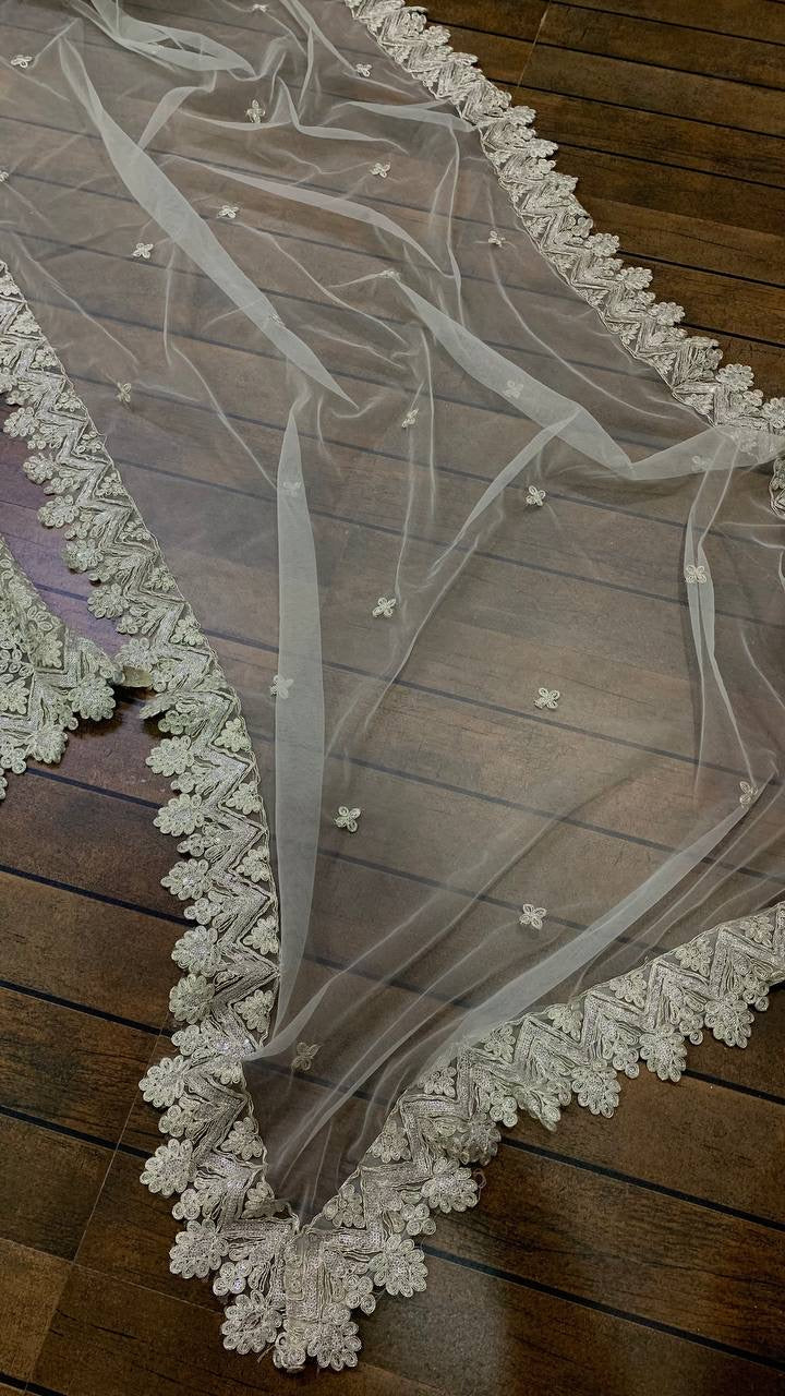 डोरी और सीक्वेंस वर्क से सजा डिजाइनर पार्टी वेयर लहंगा चोली