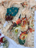 Designer Party Wear Look Floral Handwork Saree