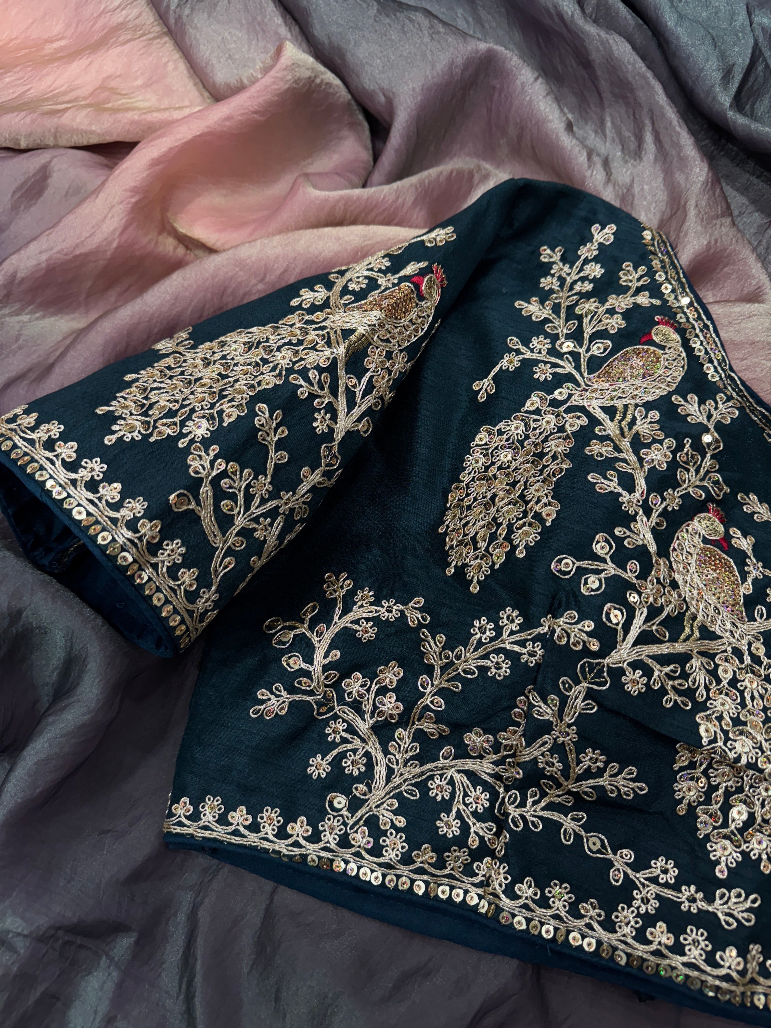 Fancy Saree With Sequence And Cording Embroidery Work