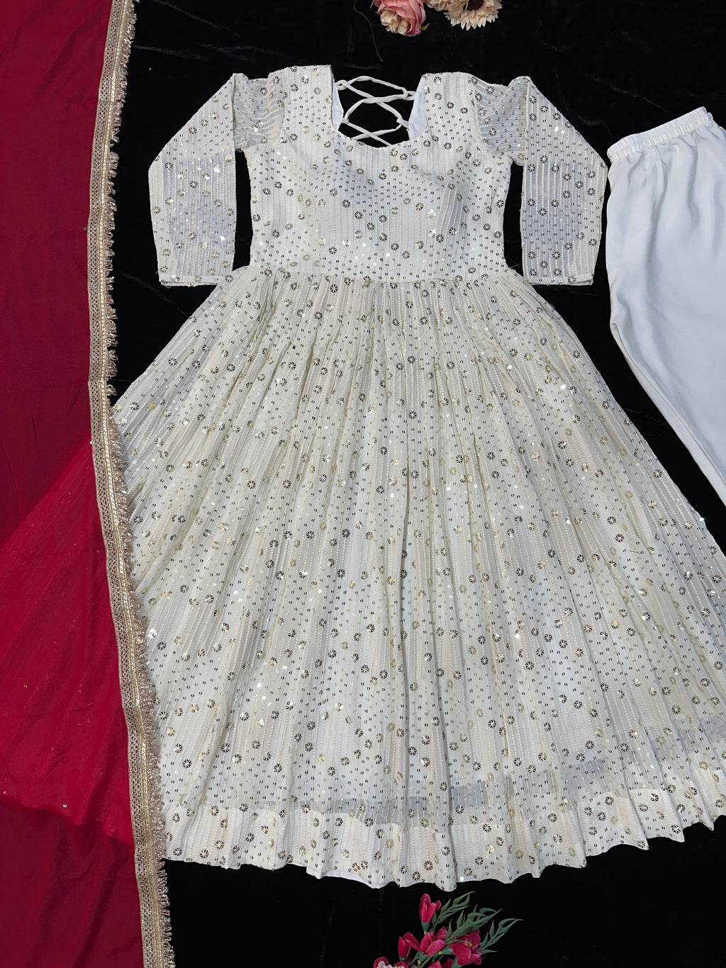 Party Wear Beautiful Anarkali Gown, Bottom And Dupatta