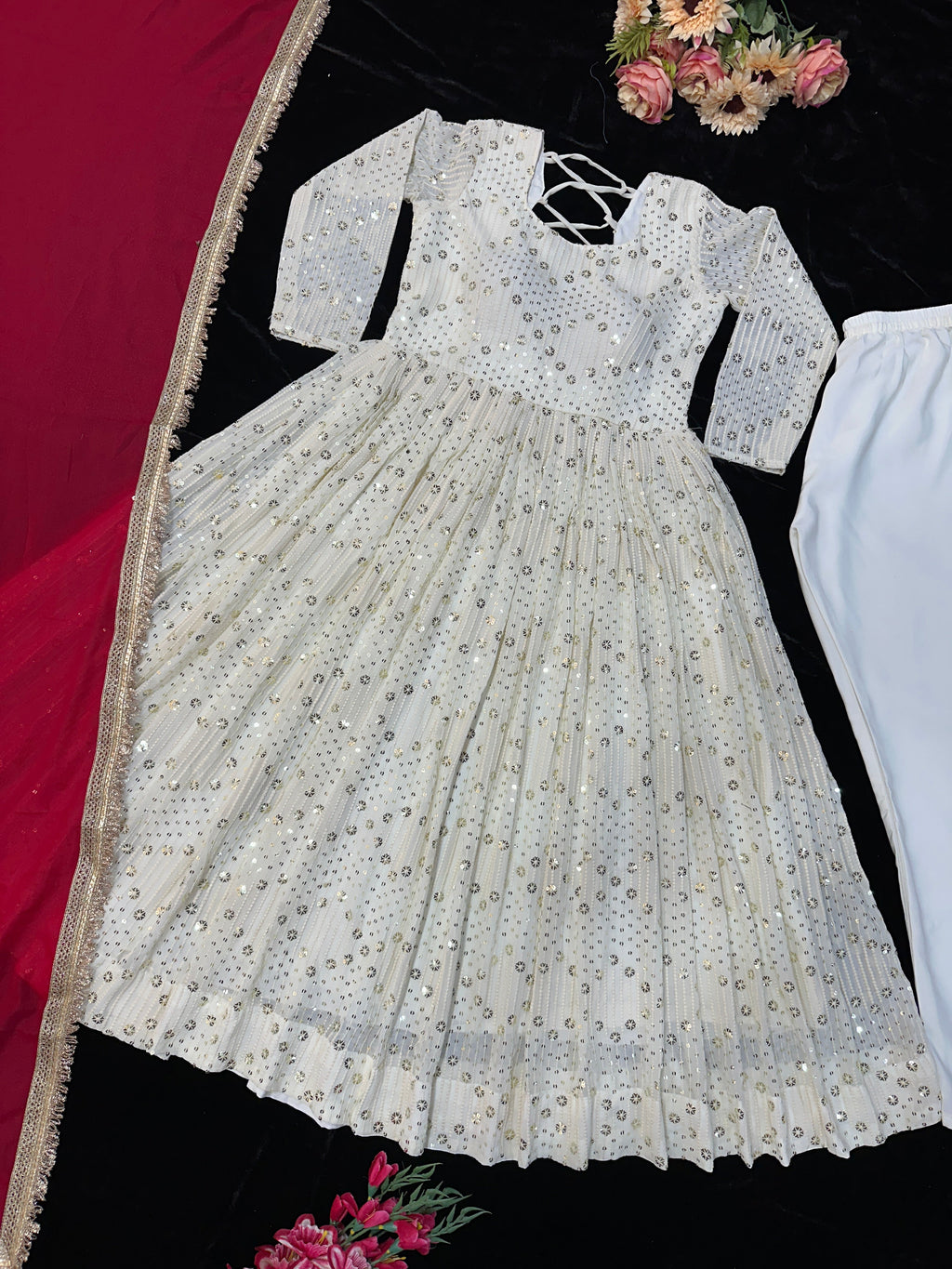 Party Wear Beautiful Anarkali Gown, Bottom And Dupatta