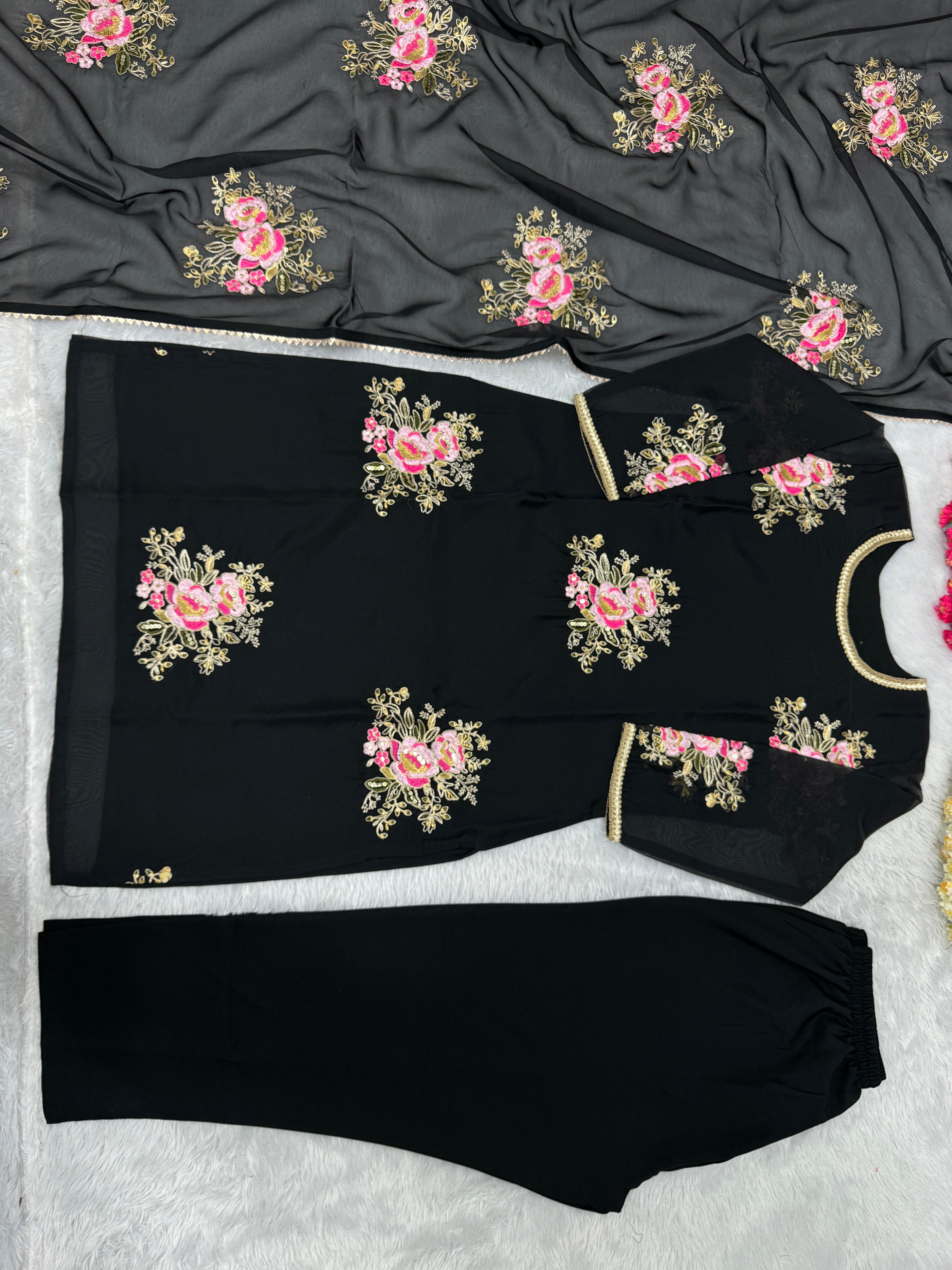 Beautiful Party Wear Fancy Top Pent And Dupatta