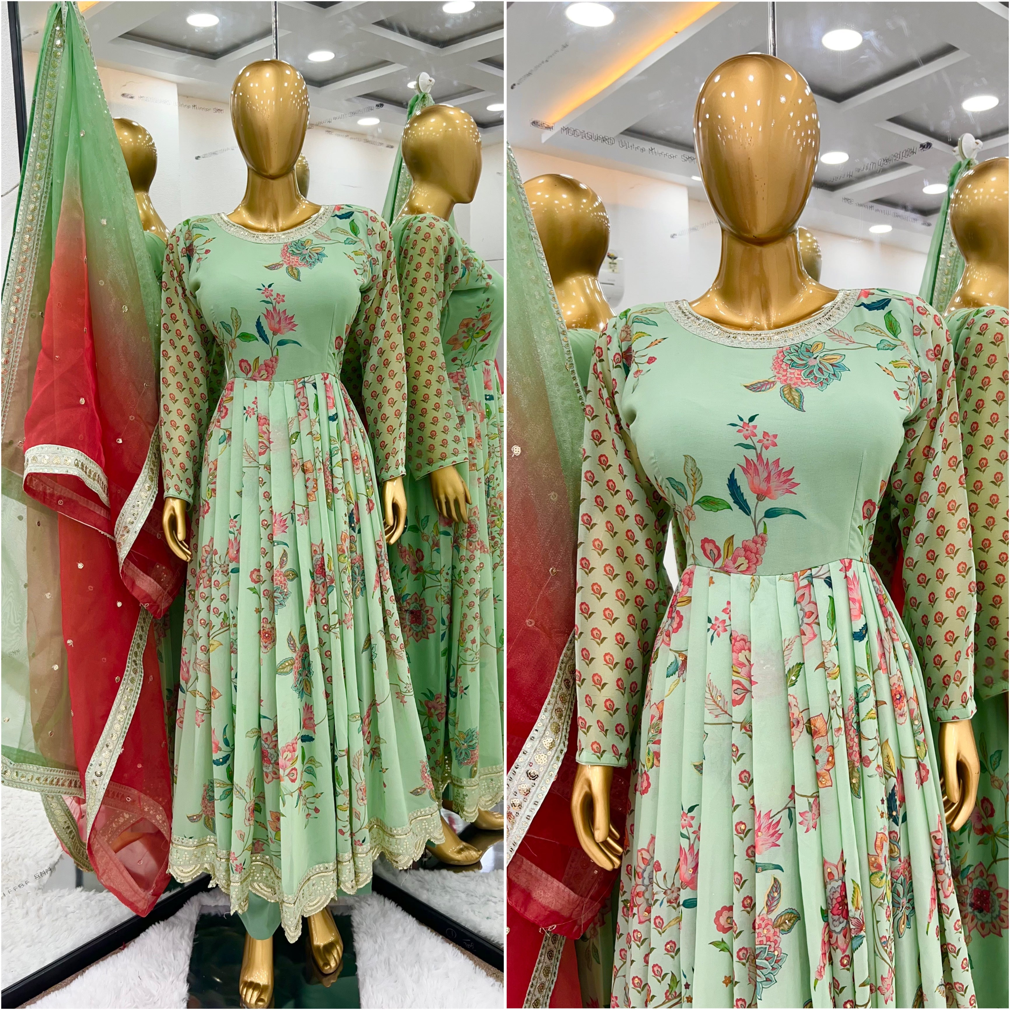 Top-Bottom And Dupatta With Heavy Embroidery Coding Dori-Sequence Work