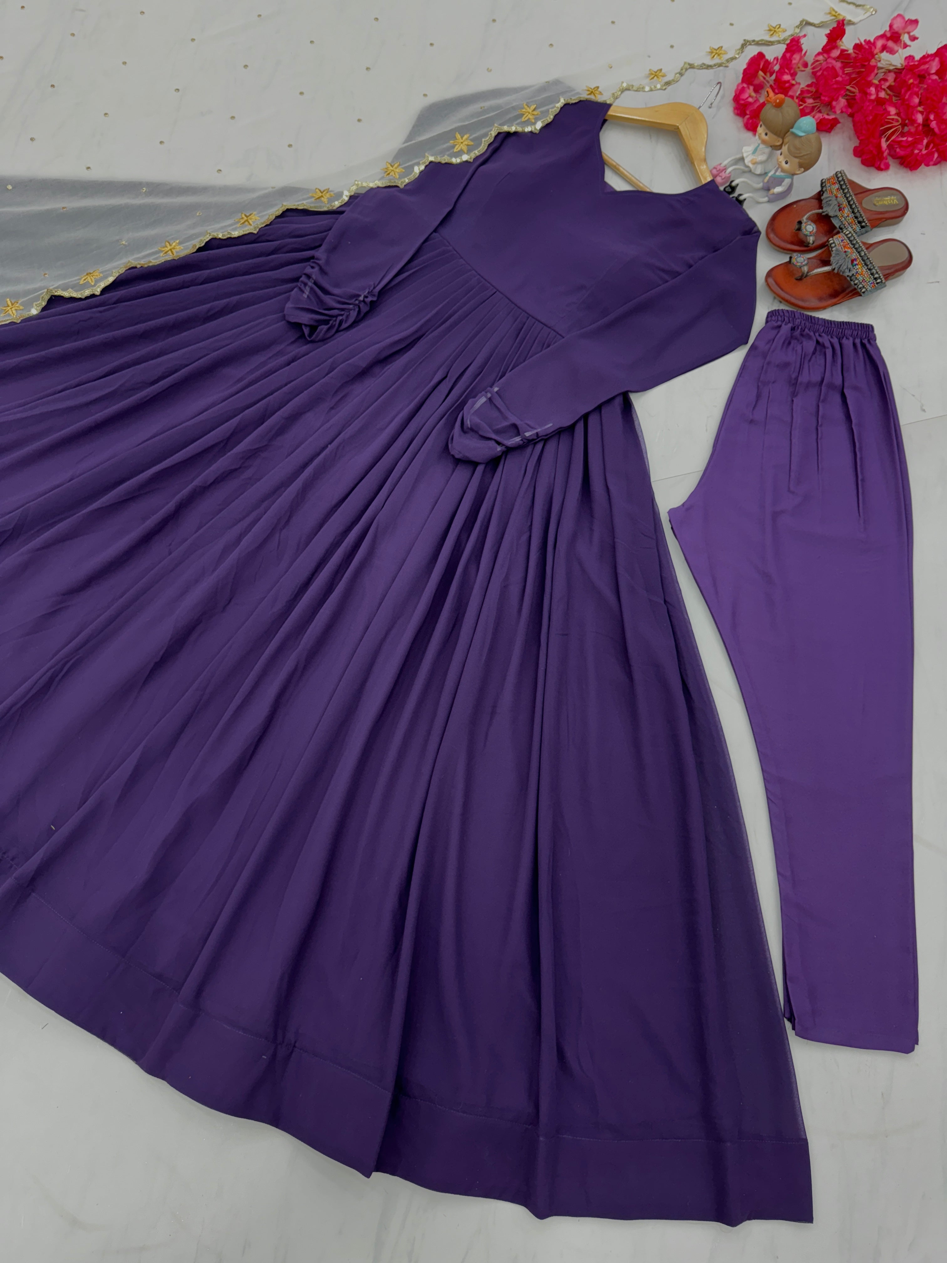 Party Wear Look Gown, Dupatta & Bottom Set