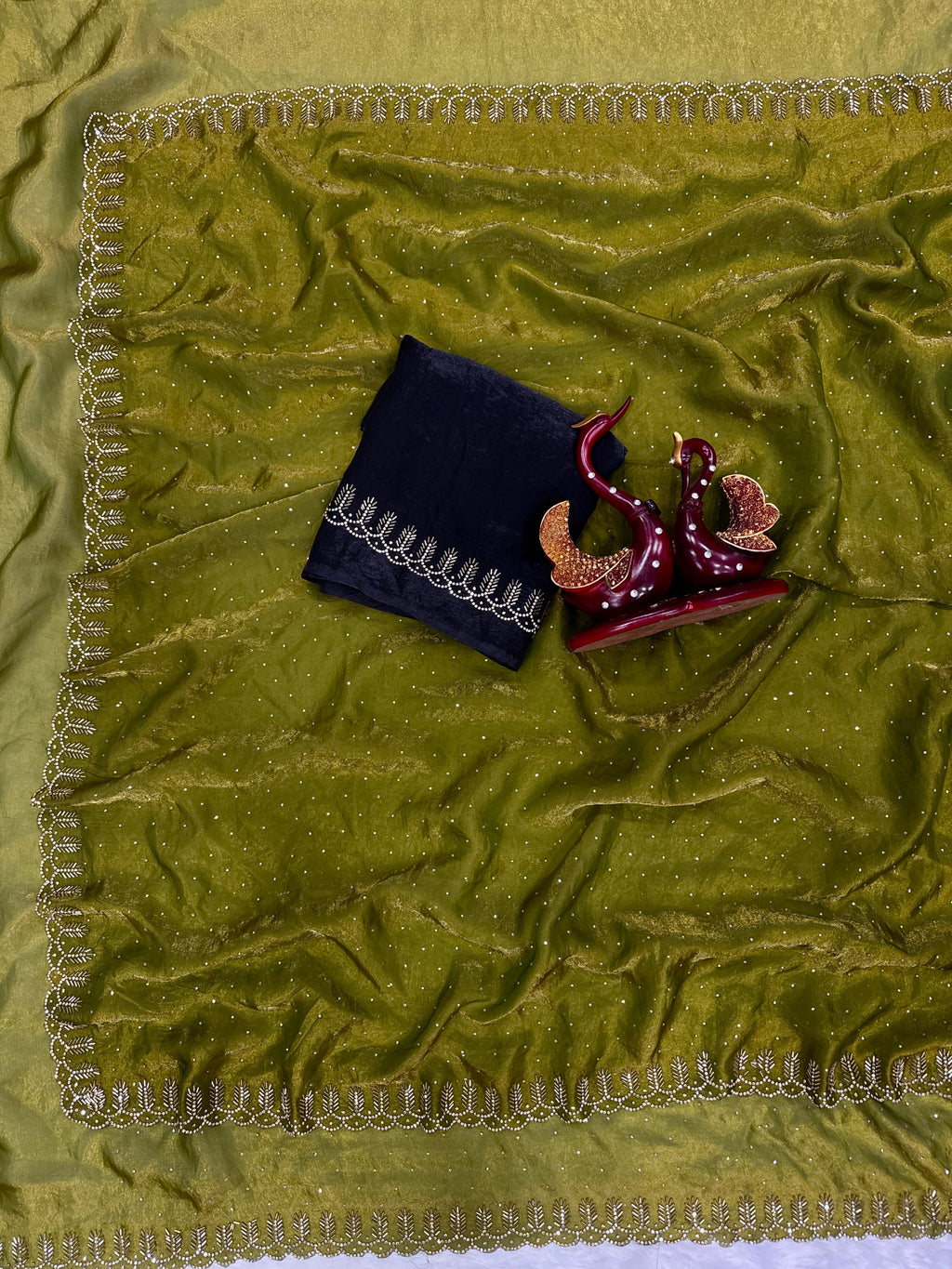 Party Wear Saree With Beautiful Jarkhan Diamond Work