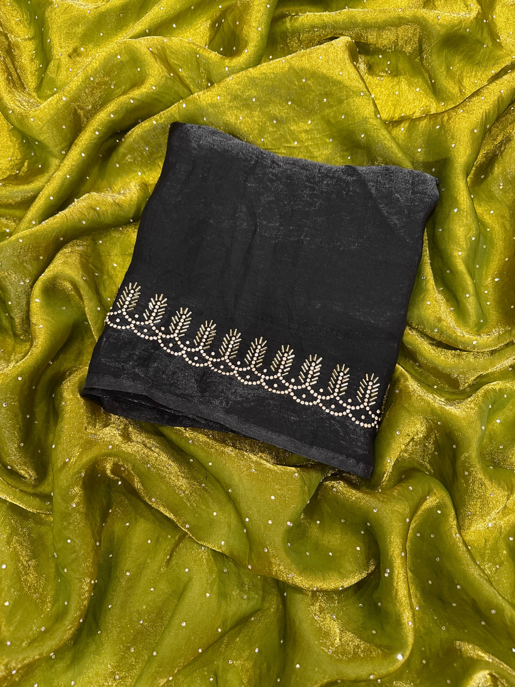 Party Wear Saree With Beautiful Jarkhan Diamond Work