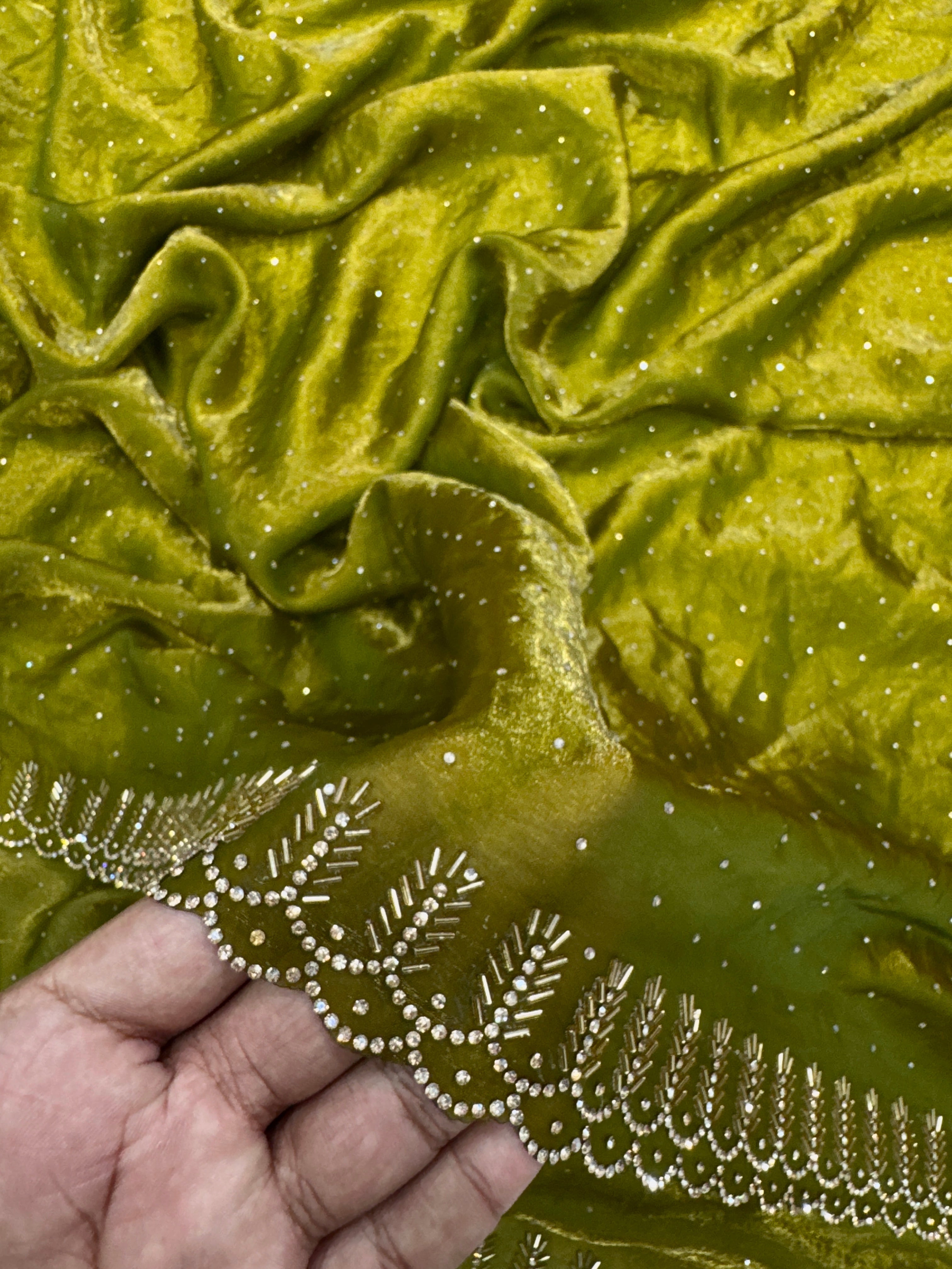 Party Wear Saree With Beautiful Jarkhan Diamond Work