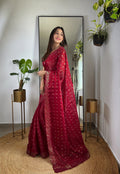 Designer Saree With Embroidery Work Sequins & Thread Work