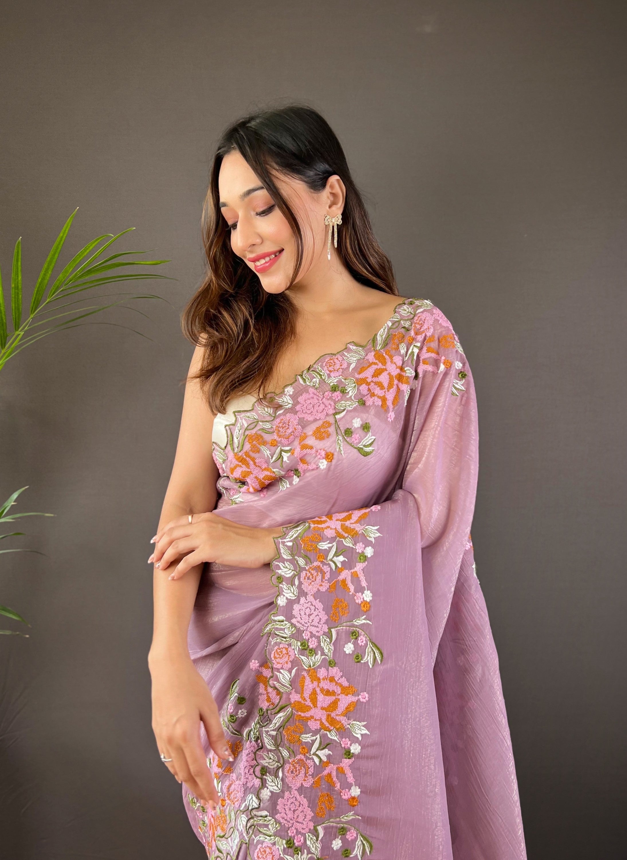 Designer Saree With Embroidery Work Border