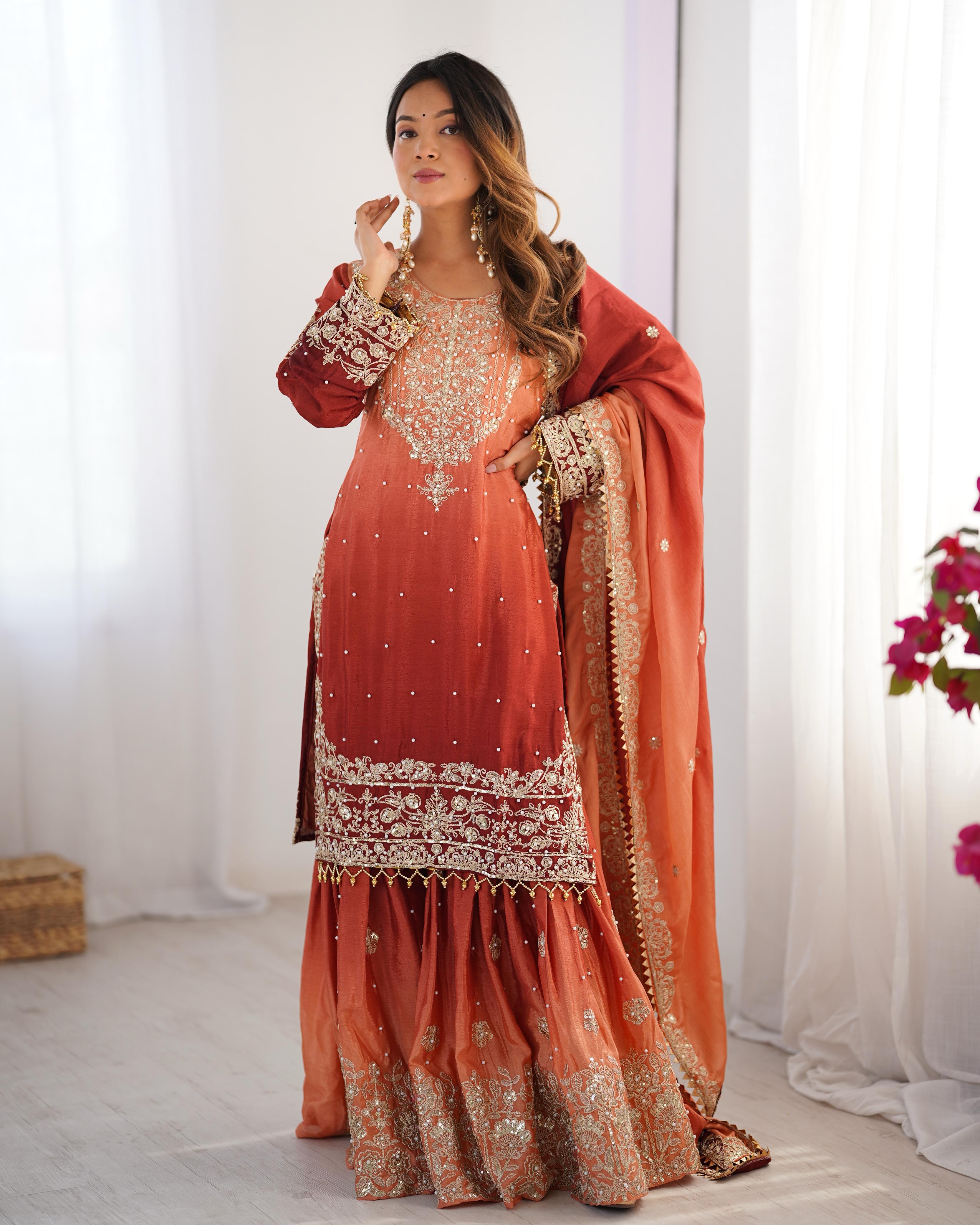 Beautiful Party Wear Top Bottom And Dupatta