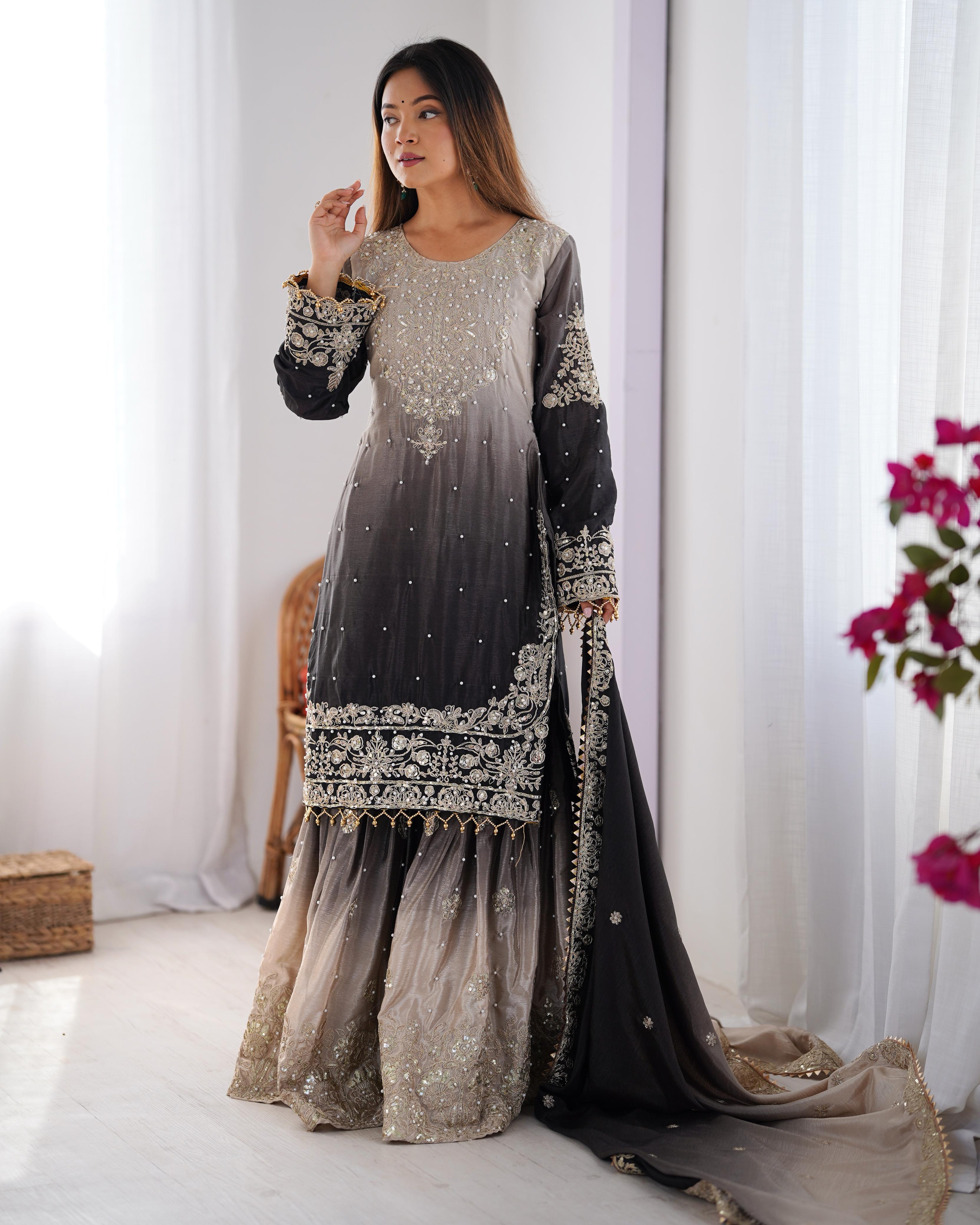 Beautiful Party Wear Top Bottom And Dupatta