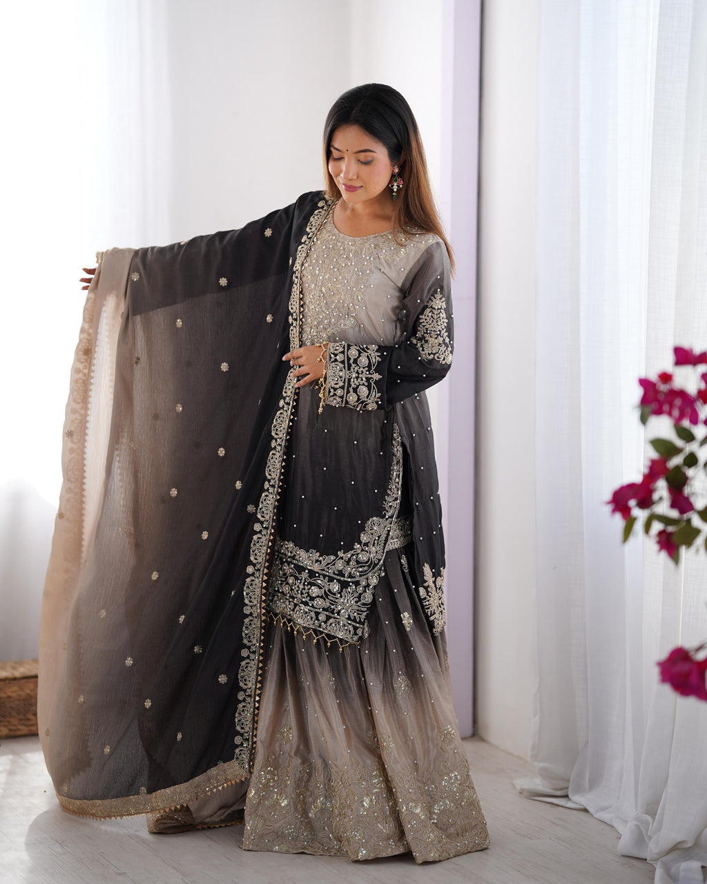 Beautiful Party Wear Top Bottom And Dupatta
