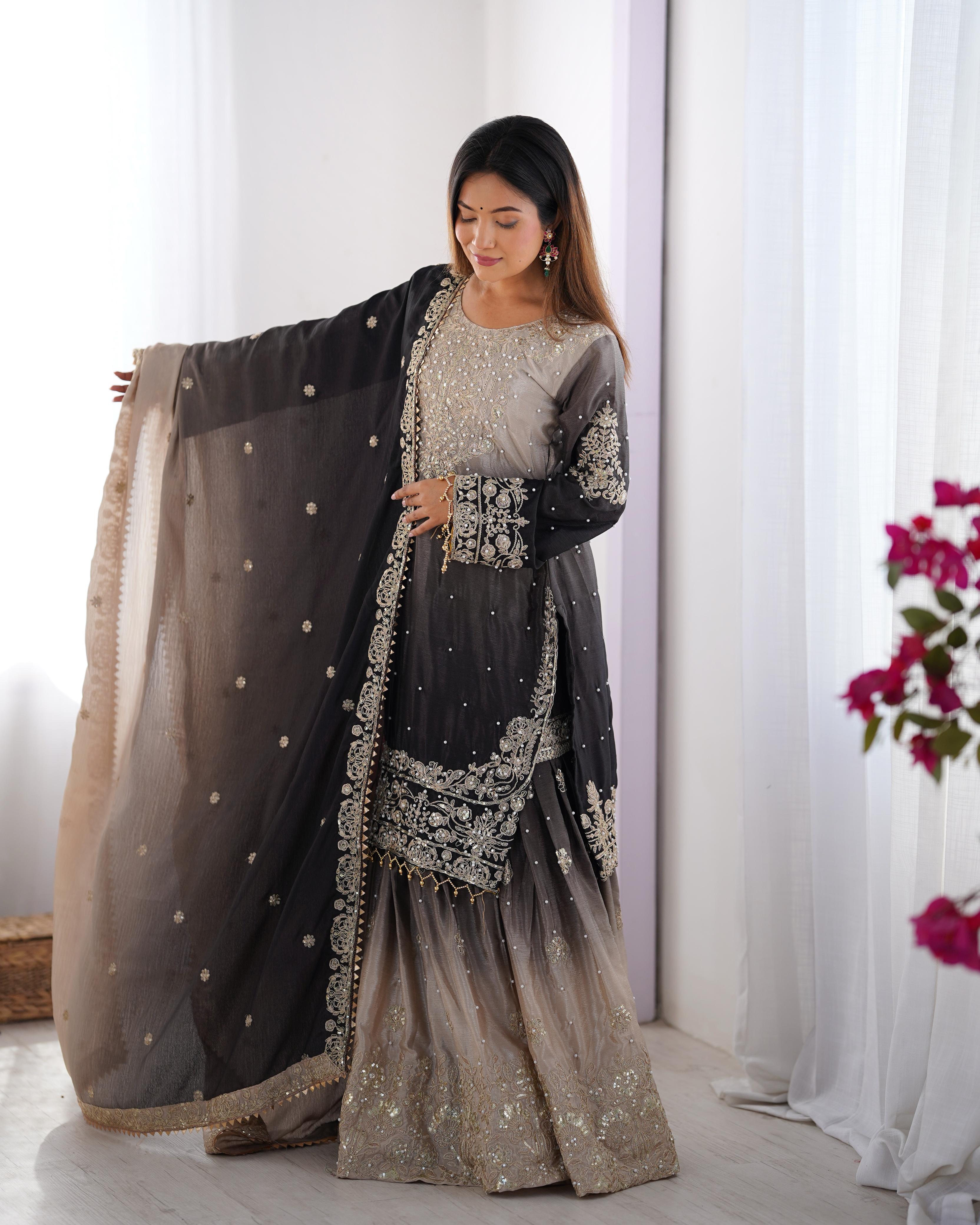 Beautiful Party Wear Top Bottom And Dupatta