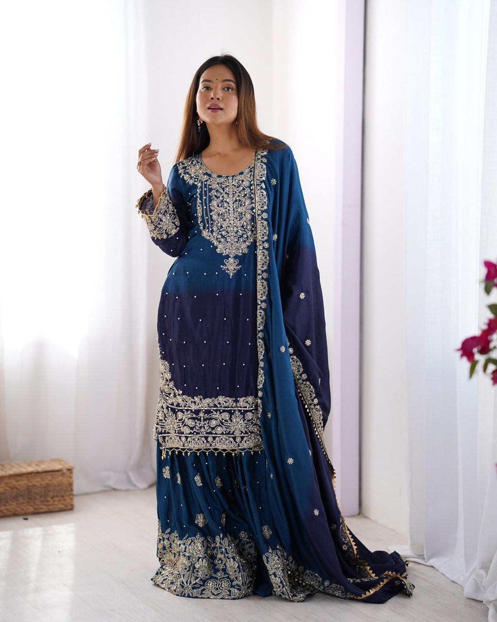 Beautiful Party Wear Top Bottom And Dupatta