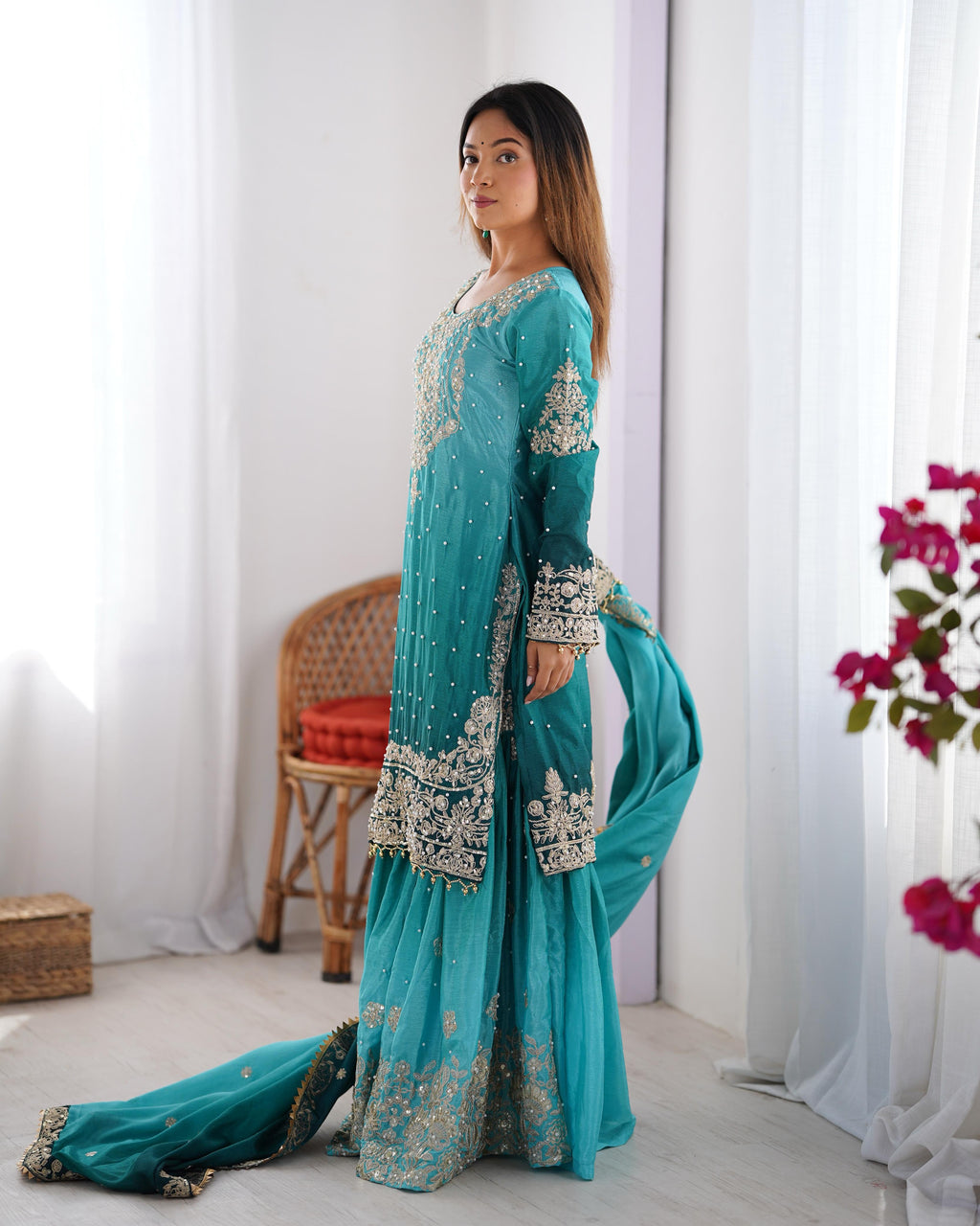 Beautiful Party Wear Top Bottom And Dupatta