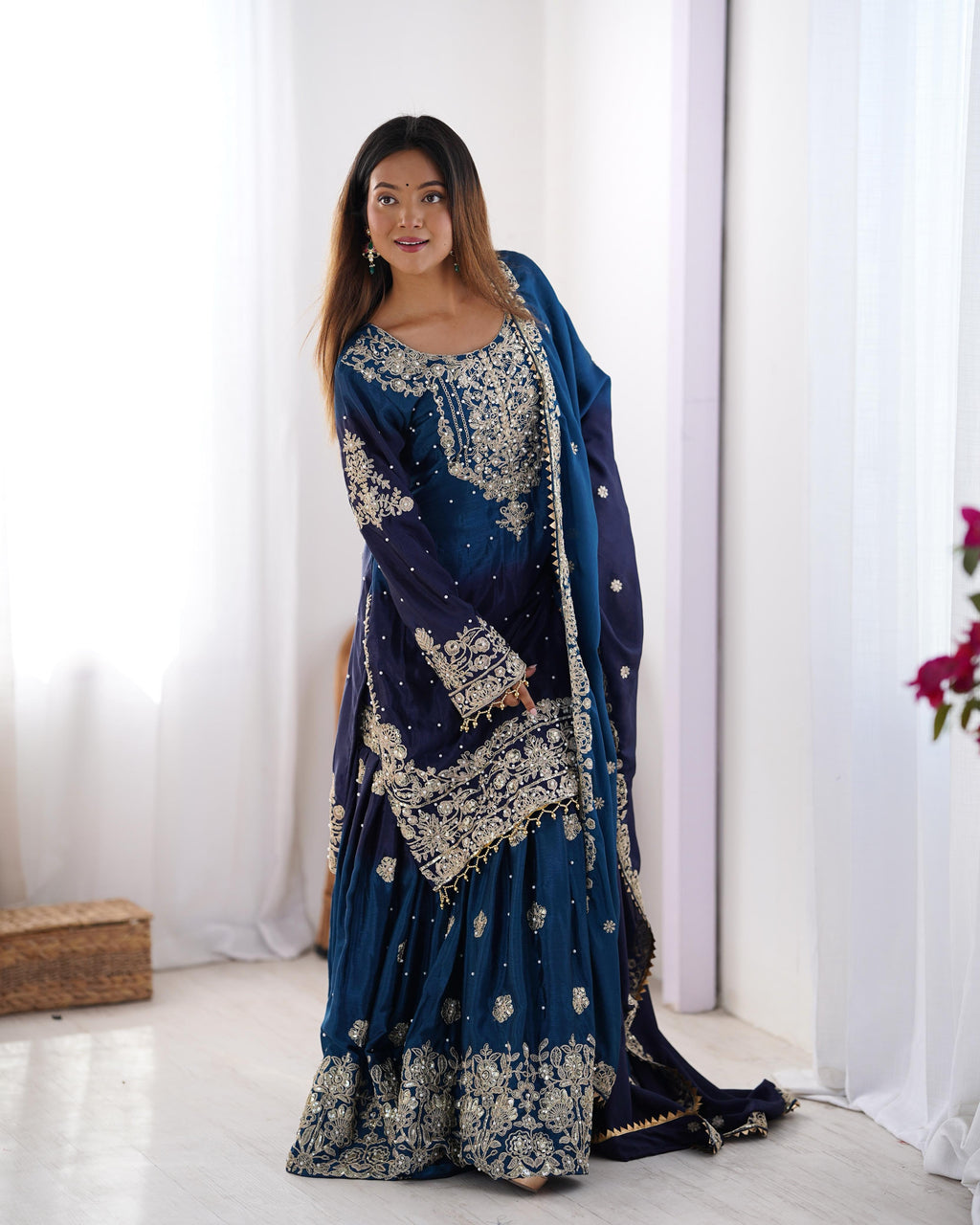 Beautiful Party Wear Top Bottom And Dupatta