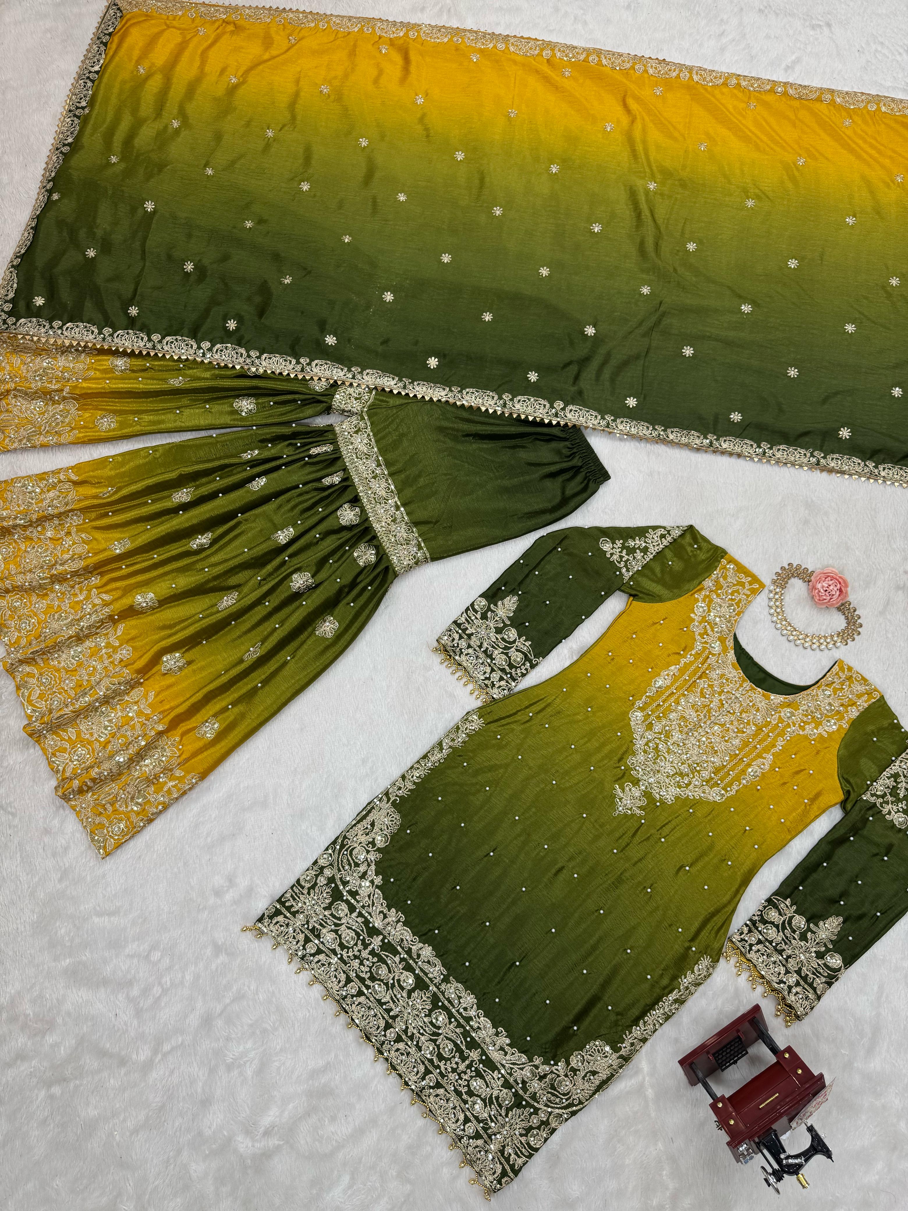 Beautiful Party Wear Top Bottom And Dupatta