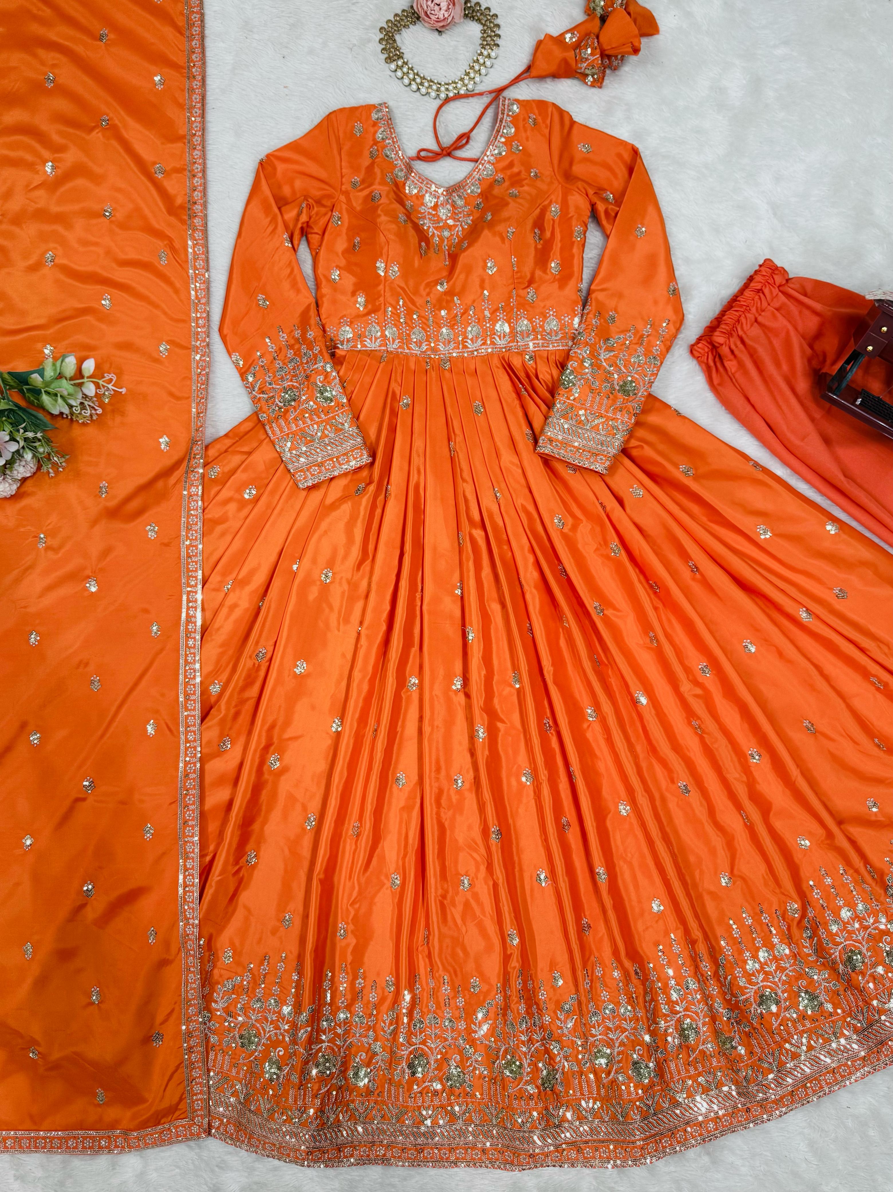 Beautiful Party Wear Gown Pent And Dupatta