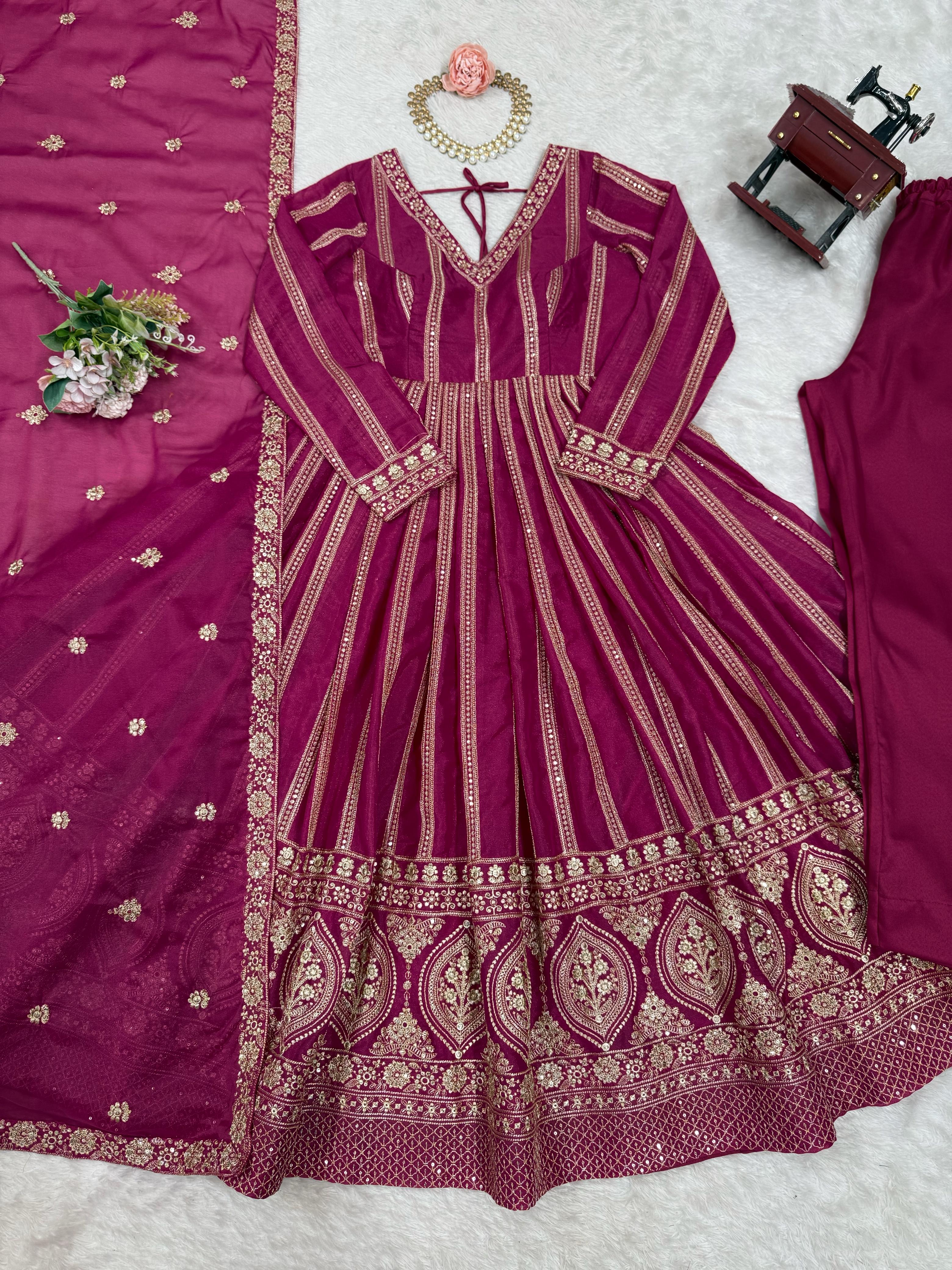 Beautiful Party Wear Fancy Gown Pent And Dupatta