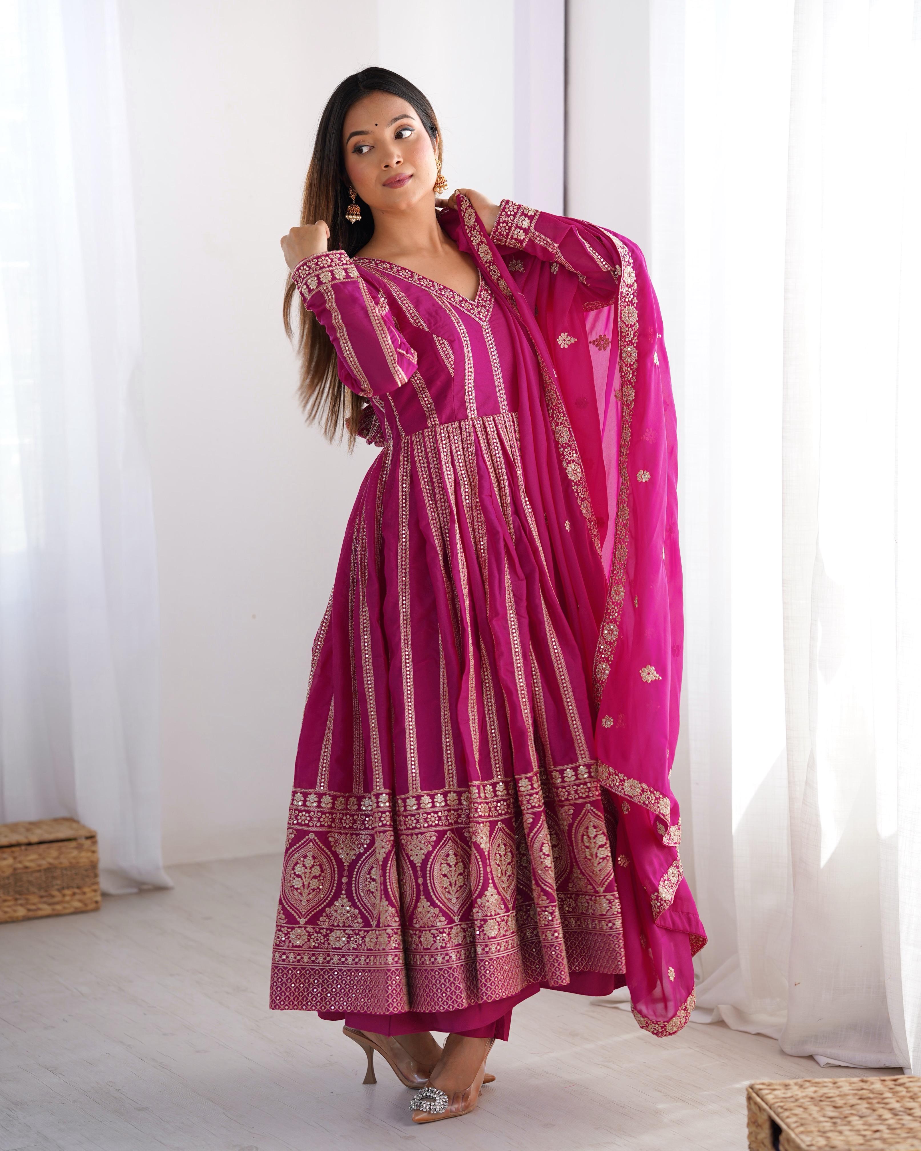 Beautiful Party Wear Fancy Gown Pent And Dupatta