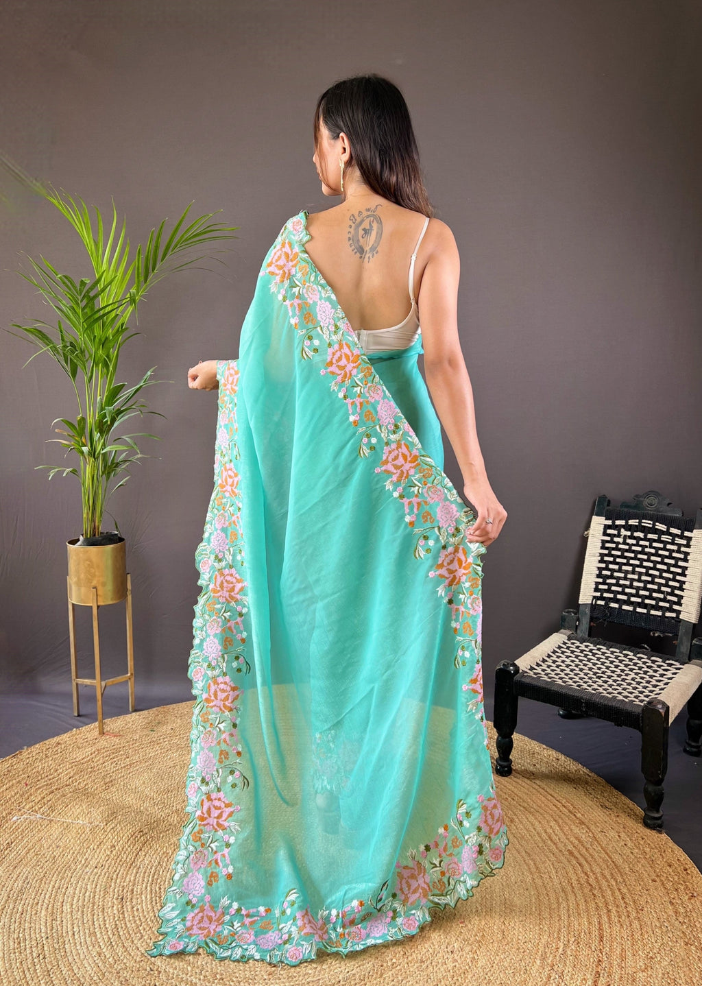 Designer Saree With Embroidery Work Border