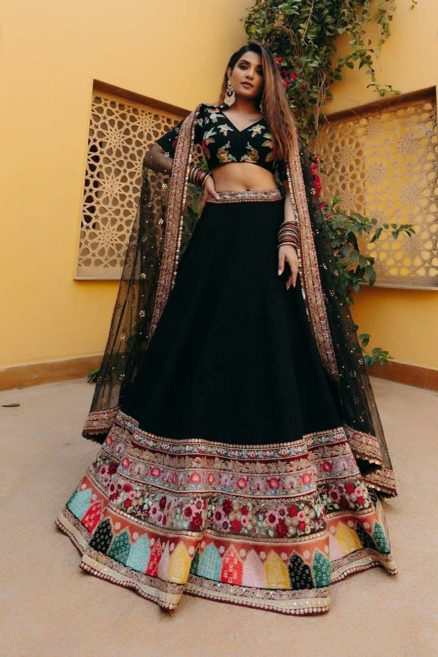 Beautiful Designer Lehenga Choli With Beautiful Multi Color Thread Work