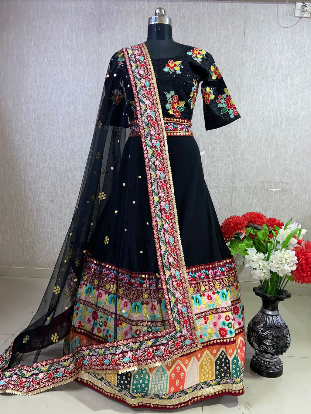 Beautiful Designer Lehenga Choli With Beautiful Multi Color Thread Work
