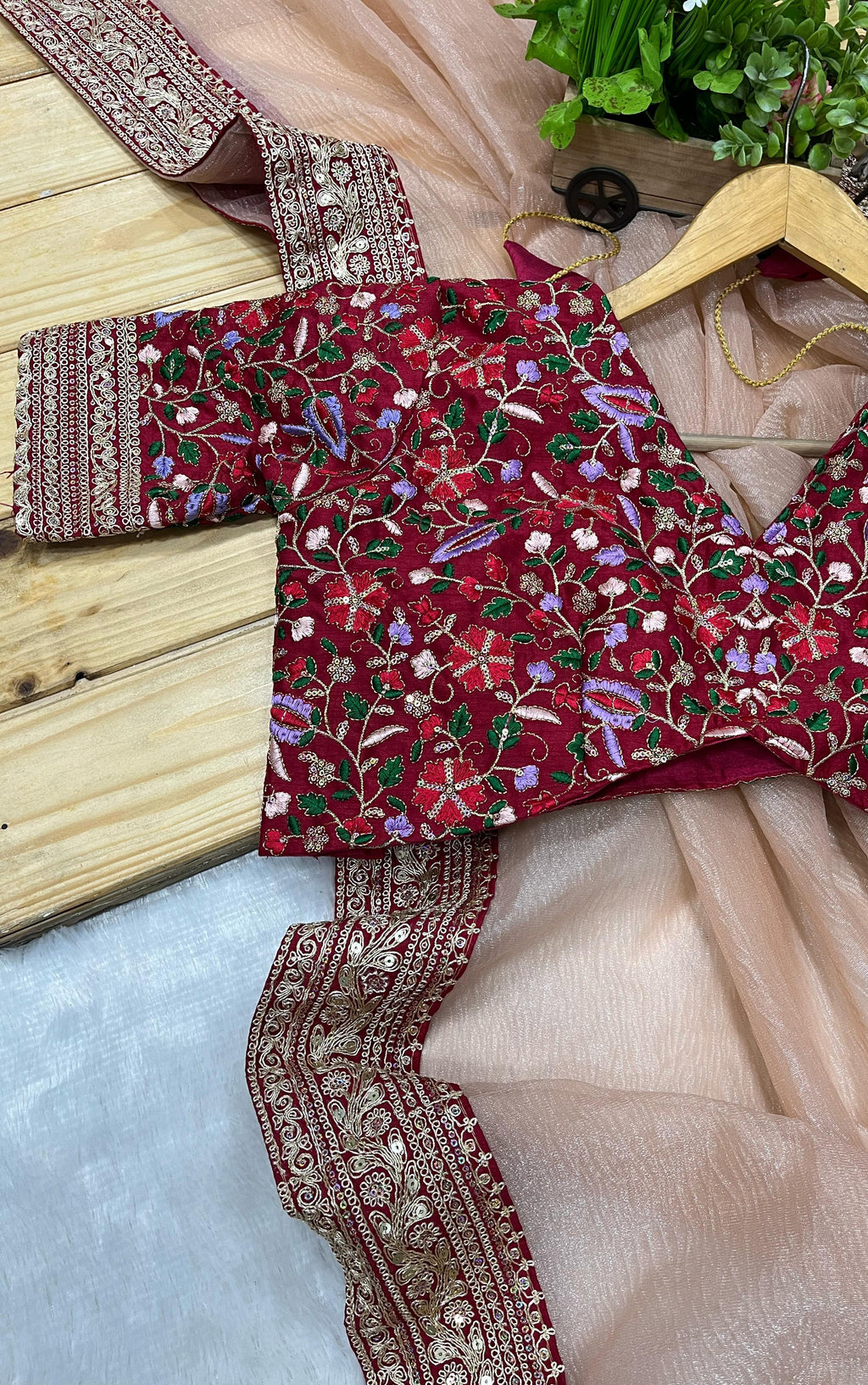 Beautiful Designer Saree With Sequins And Jari Dori Embroidered Lace Border