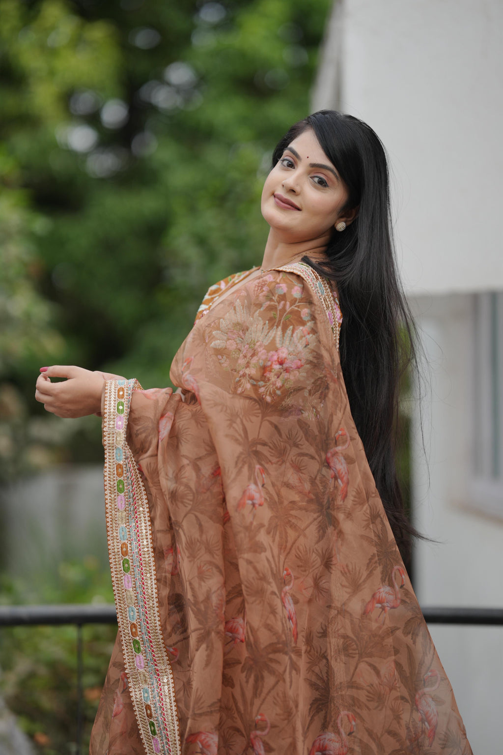 Beautiful Designer Embroidered Saree With Multi Color Thread Work