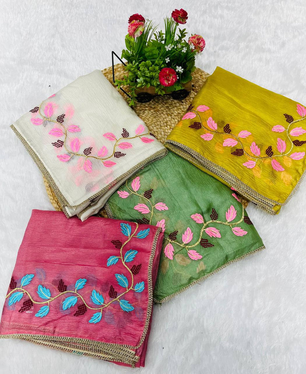 Designer Saree With Beautiful Thread Embroidery work