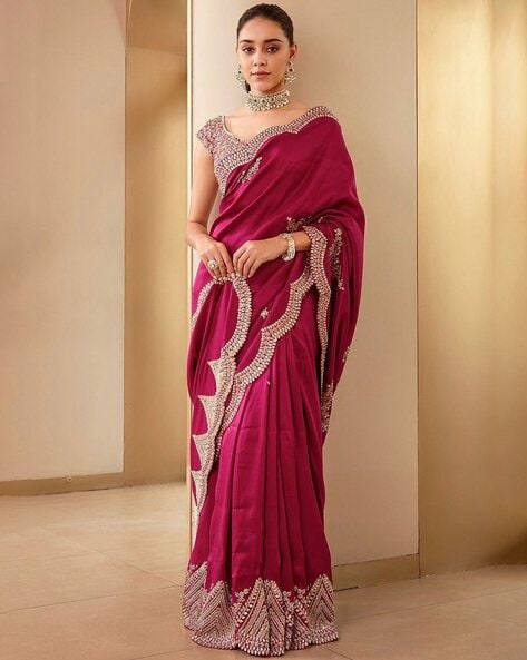 Party Wear Designer Saree With Sequins And Zari Dori Embroidery work