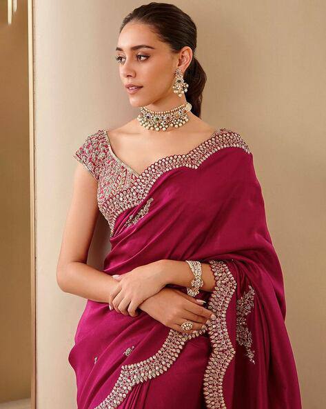 Party Wear Designer Saree With Sequins And Zari Dori Embroidery work