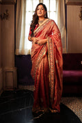 Designer Saree With Beautiful Embroidered Butta of Jari Thread With Diamond